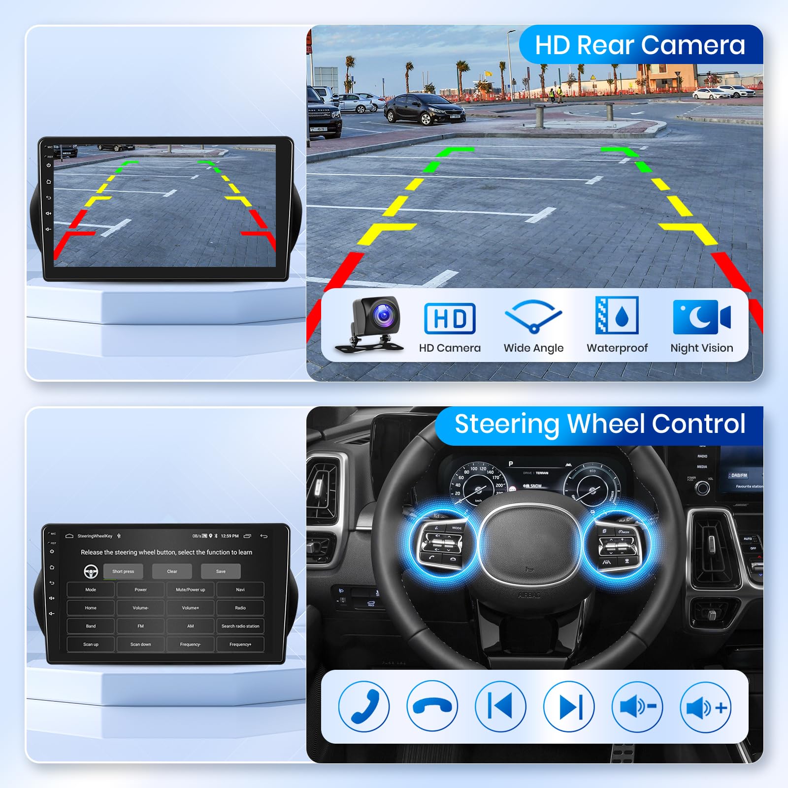 Podofo Autoradio per Citroen Nemo/Peugeot Bipper/Fiat Fiorino Qubo 2008-2017, Schermo tattile da 10,1" 2+64G Carplay Senza fili Android Auto Bluetooth/Link a specchio/GPS/WiFi/FM+Telecamera posteriore