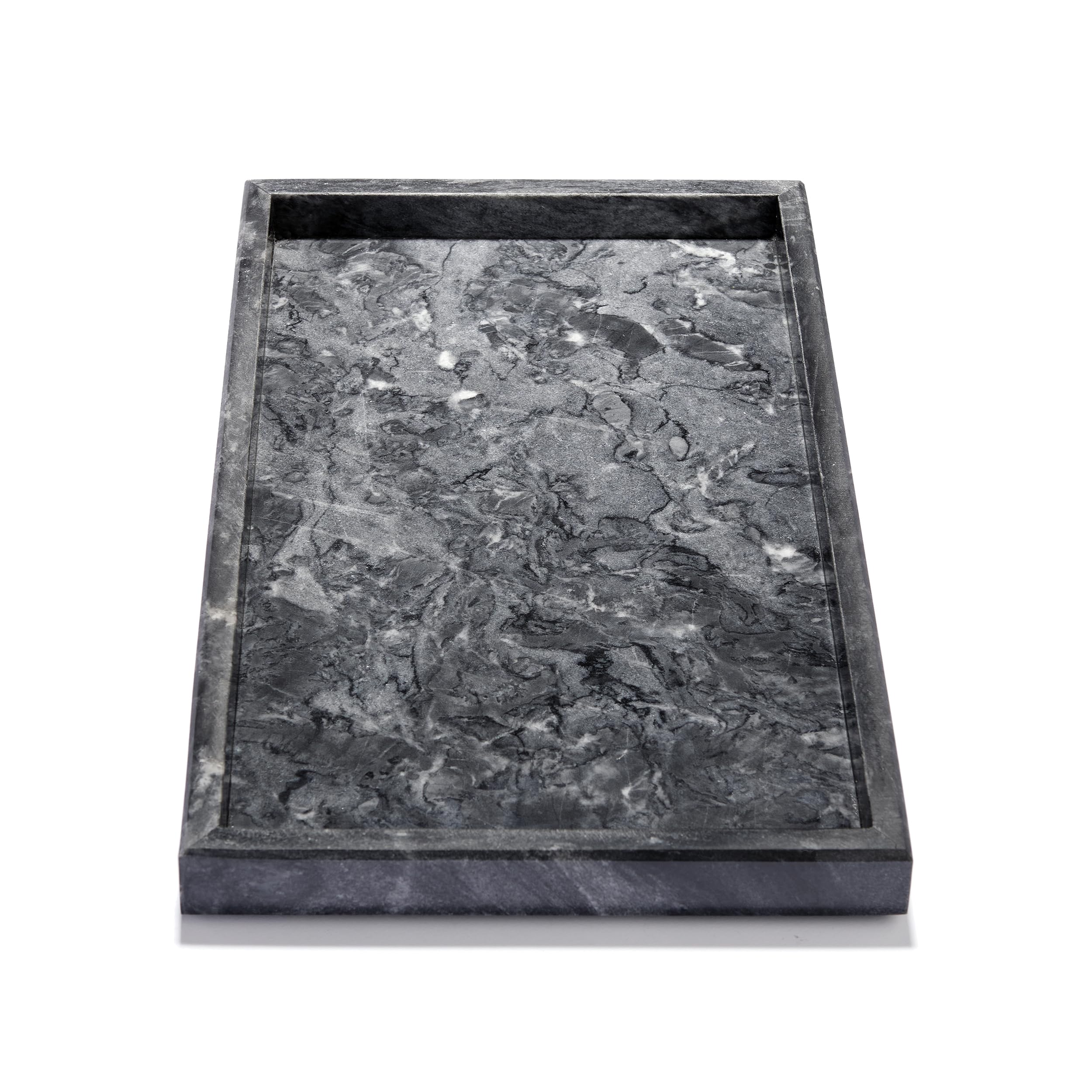 Marmeren Serveerschaal Handgemaakt Marmeren Dienblad - 30x20x3 Cm, Crème-wit, Zwart Of Donkergroen - Voor Keuken, Woonkamer Elegant Dienblad Voor Woonkamer