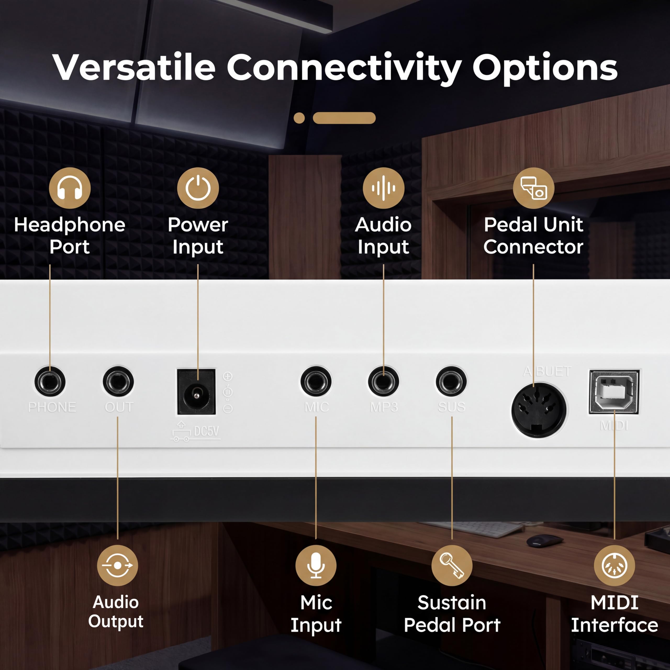 KOMFOTTEU Piano Numérique 88 Touches avec Support réglable & Tabouret, Touches lumineuses, Clavier de Pianos Électroniques avec Casque, Pédale et Pupitre, Piano Électronique, Sac de Transport (Blanc)