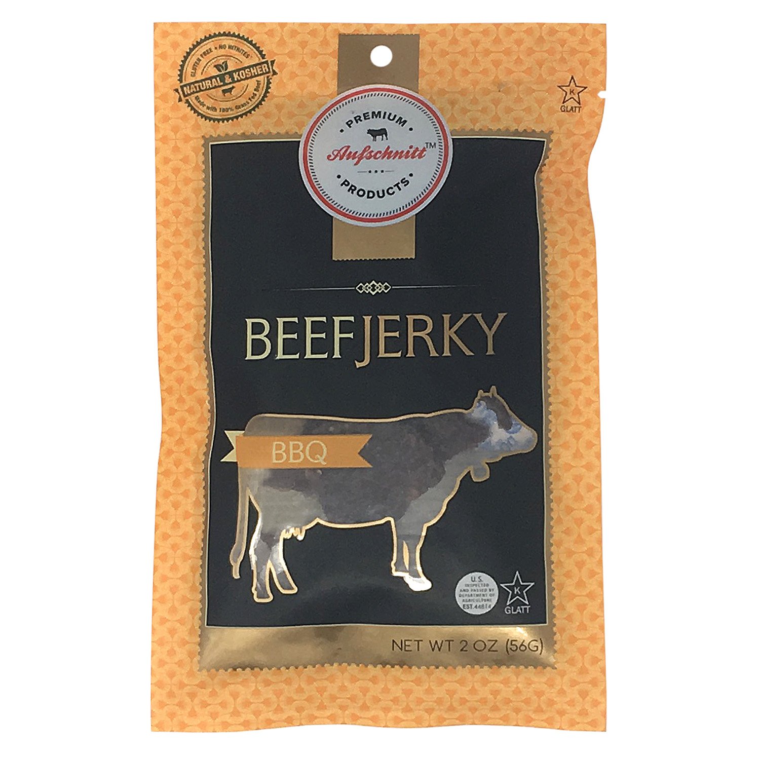Aufschnitt Beef Jerky - Barbecue - 12 pack (2 oz each) - Kosher, Glatt, Star-K Certification, Gluten Free, All Natural, No Nitrites, Grass Fed Beef