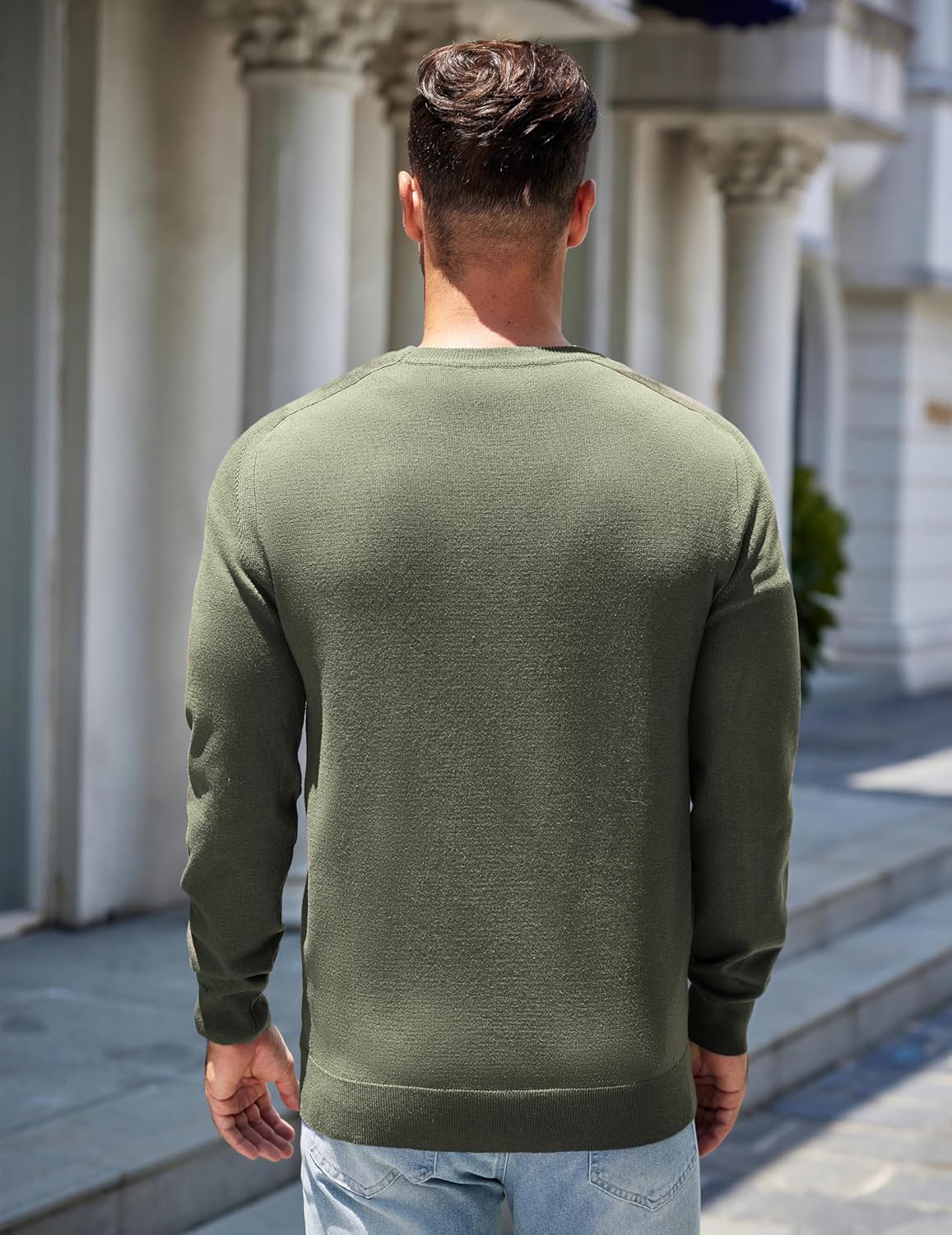 COOFANDY Mens Sweater Crewneck Pullover Long Sleeve Lightweight Sweater Plain Knit Silm Fit - Image 4