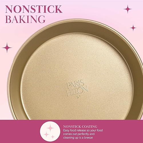 Miniatura 3 de Paris Hilton Colección de utensilios para hornear de acero al carbono antiadherente, molde redondo de 9 pulgadas, apto para lavavajillas, fabricado