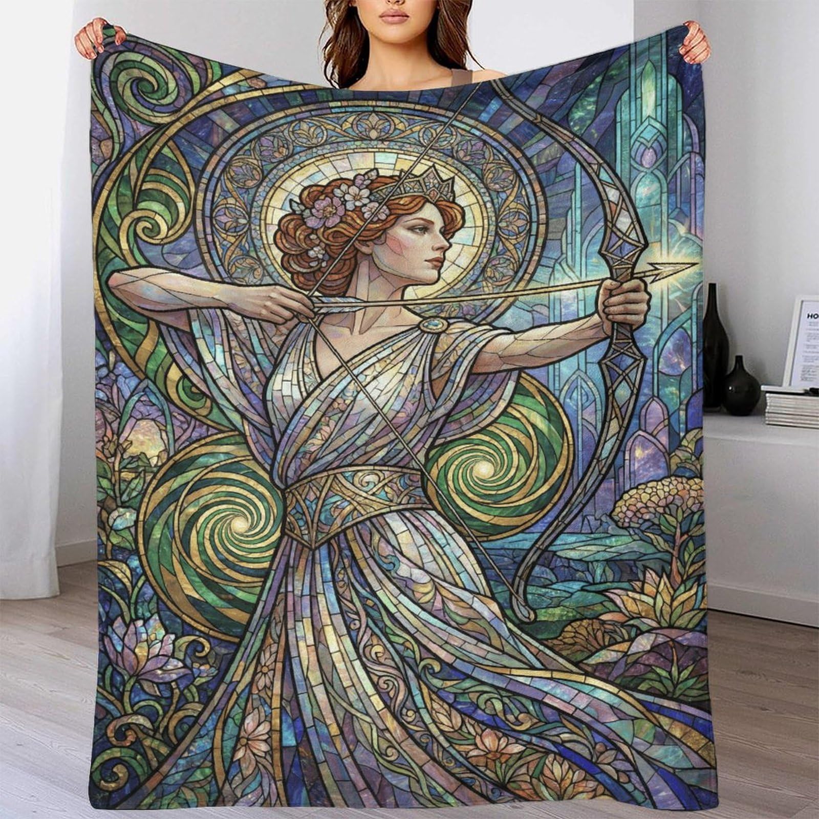 H3B8U2Y5 Art Nouveau Artemis for for Flannel Throw Blanket, Sofa Couch Bed