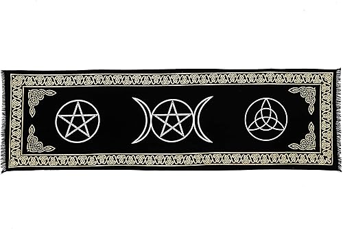 Indian Consigners Mantel largo 3 en 1 de tela de altar con triquetra de triple luna