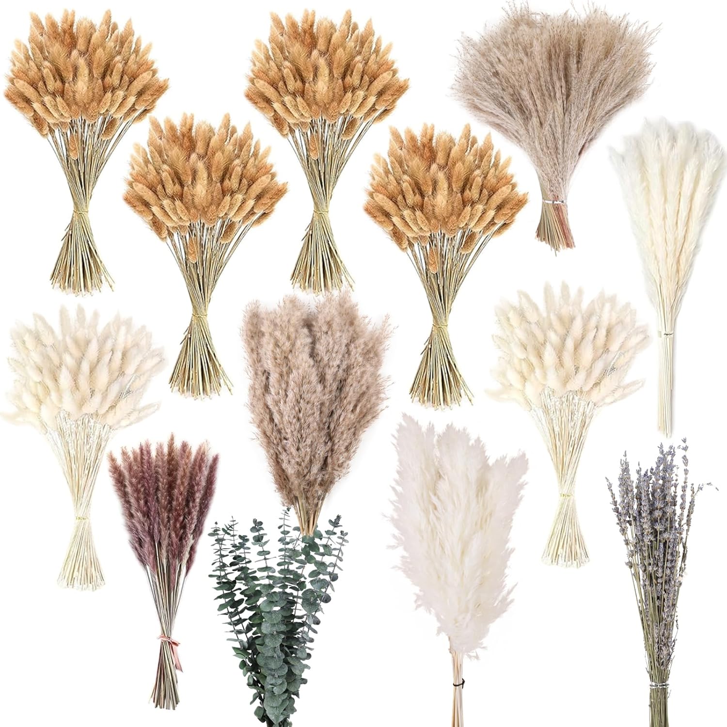 710Pcs Natural Dried Pampas Grass Decor, 9 Types Dried Flowers for Vase Boho Decor for Living Room, Wedding, Party,Centerpiece Table, Home Decorations, Bathroom, Hotel and Farmhouse Decor