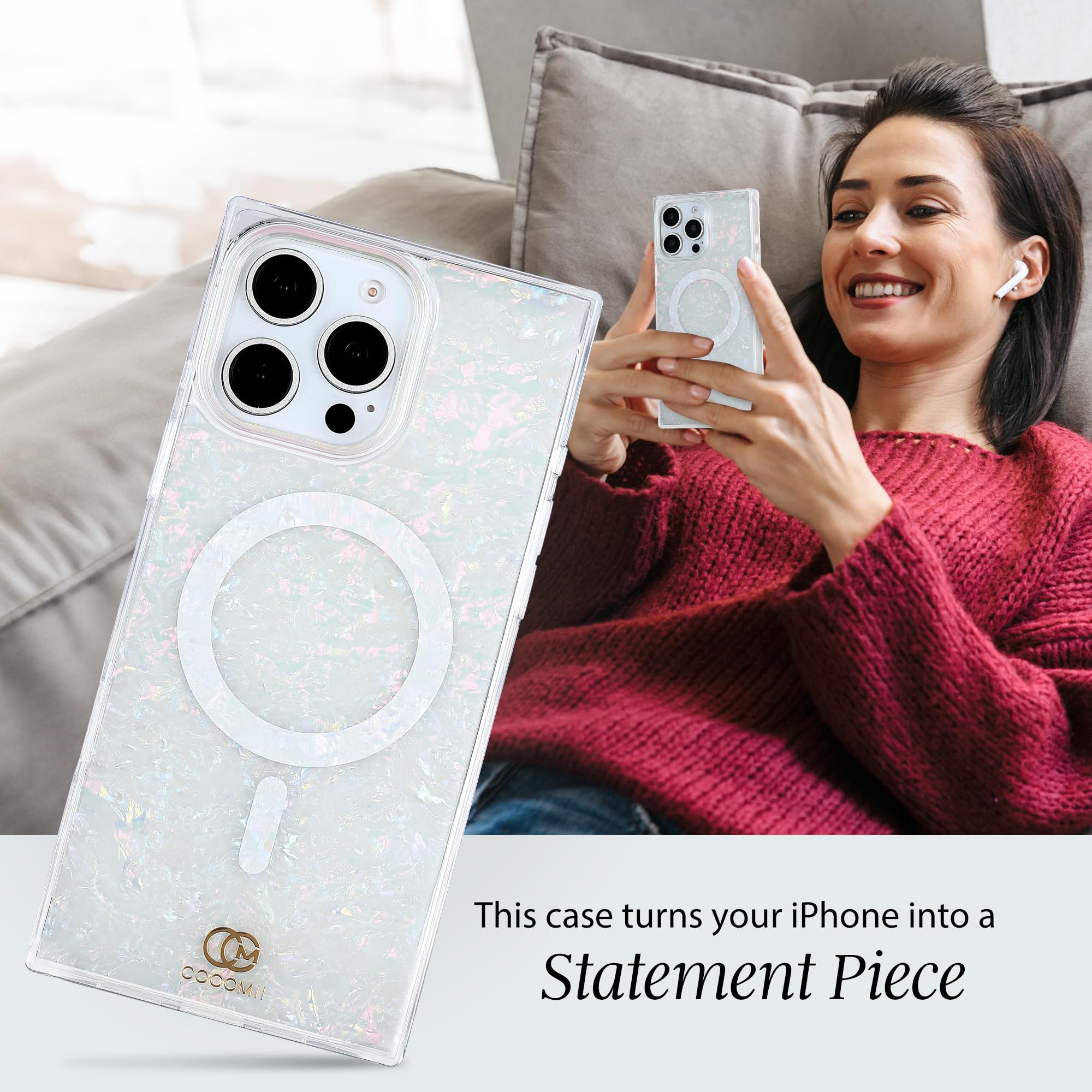 COCOMII - Funda Rectangular Compatible con iPhone 13 Pro - Compatible con MagSafe, Perla opalescente, Brillo Brillante, Funda magnética para iPhone 13 Pro de 6.1 Pulgadas, Nebulosa de ópalo