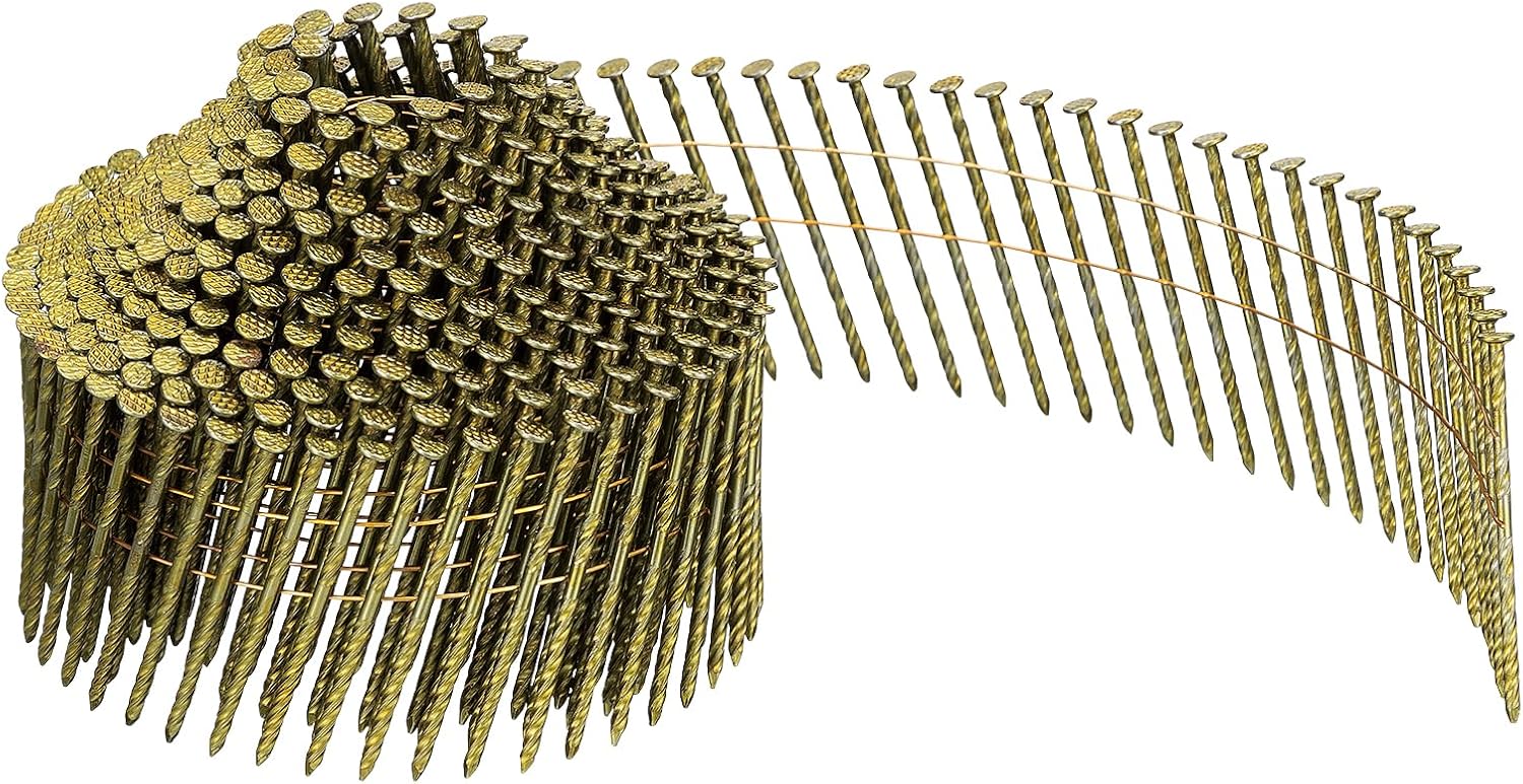 HiKOKI VS2150NU Wire Connecting Nails, Total Length 2.0 inches (50 mm) x Shaft Diameter 0.08 inches (2.1 mm), Roll, For Nail Drivers, For Wood, 400 Pieces x 30 Rolls, Yellow Coated, Screw Shape