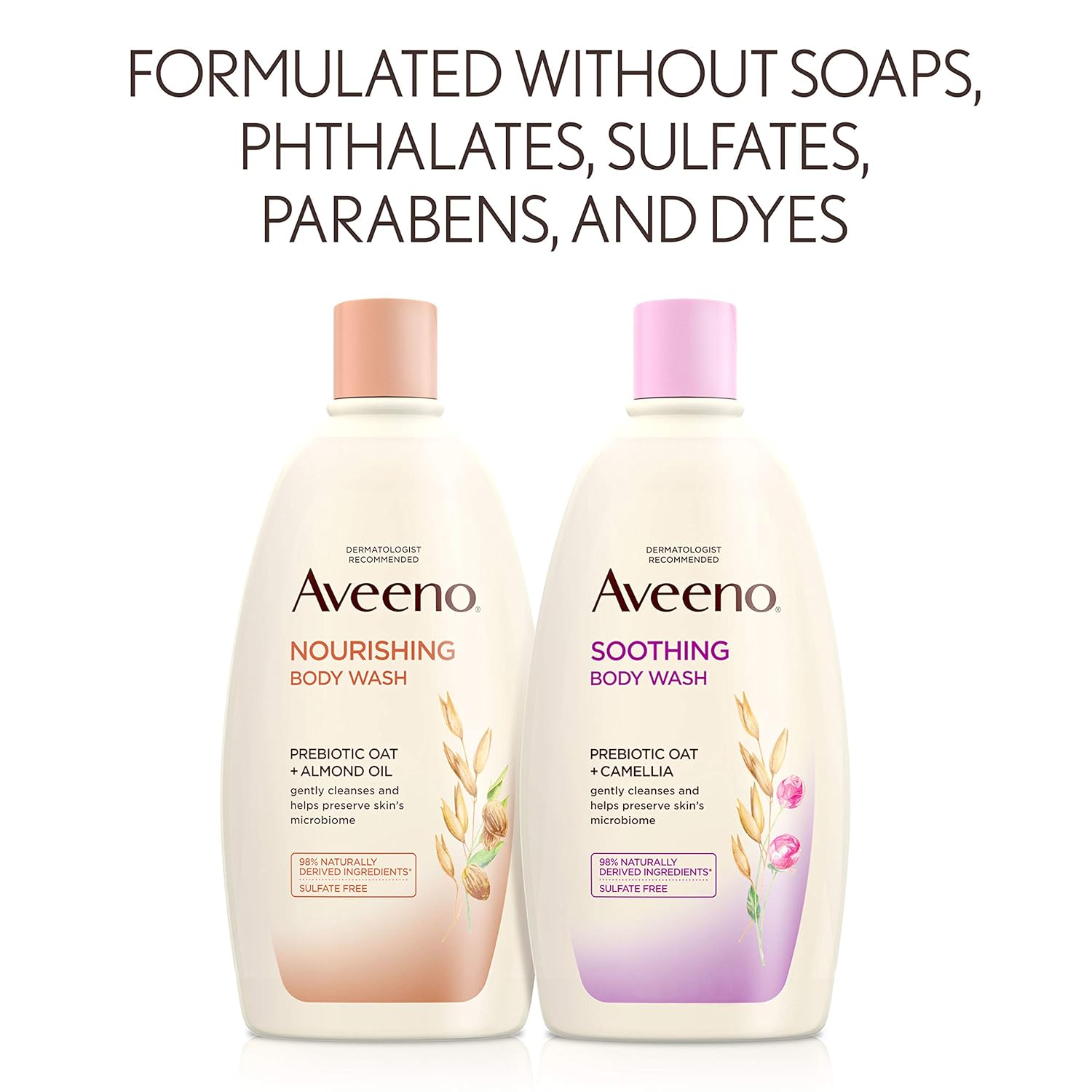 Aveeno Soothing Body Wash for Sensitive Skin with Prebiotic Oat Camellia Cleansing Wash for SoftFeeling Skin Formulated Without Sulfates Parabens Phthalates Dyes fl, Cream, 18 Fl Oz : Beauty & Personal Care