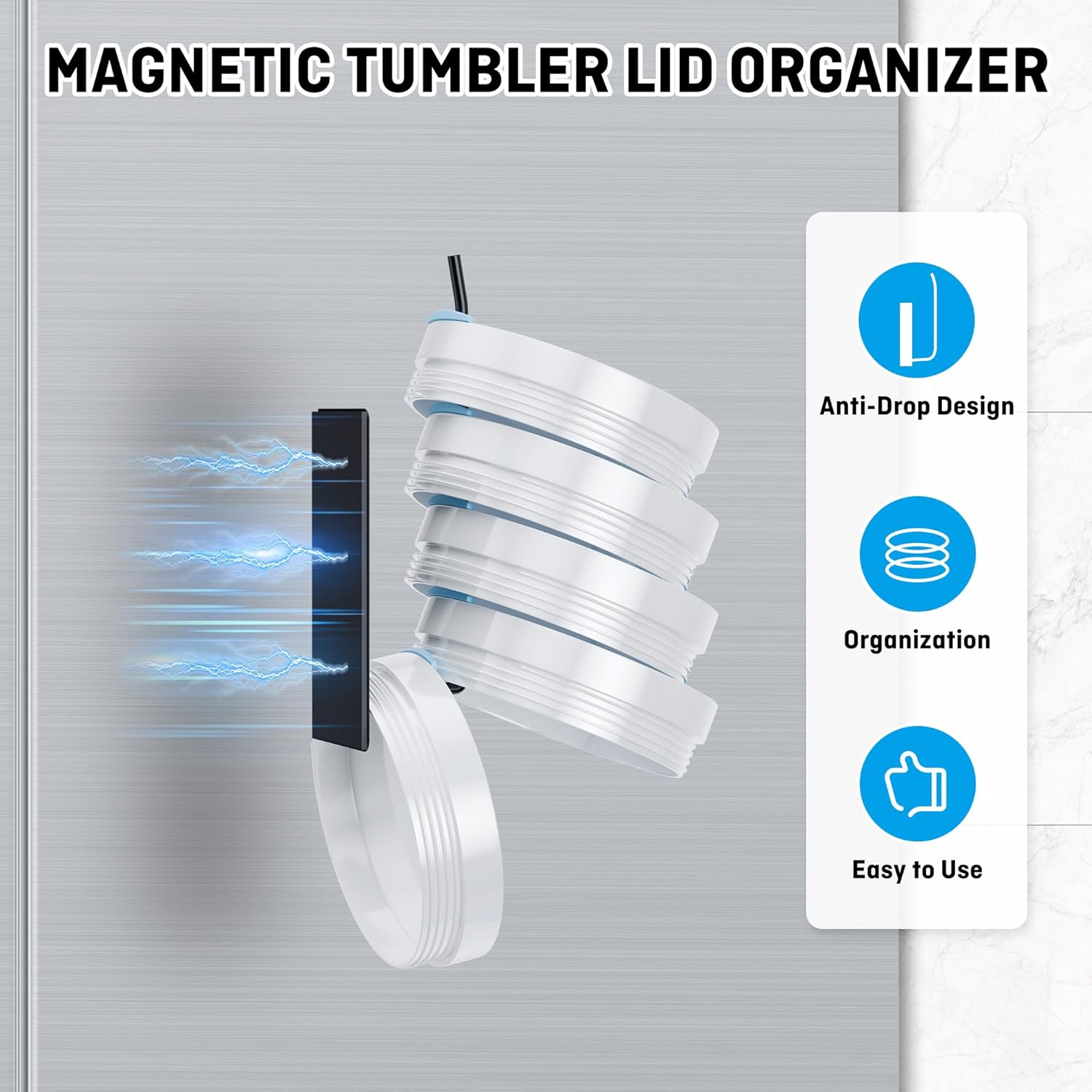 Magnetic Cup Holder for Fridge, 2 Pack Stanley Cup Holder, Water Bottle Organizer for Stanley 30/40 oz, Tumbler Lid Organizer for Stanley Cup Organizer, Stanley Cup Accessories - Image 6