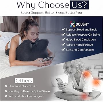 Ergonomic Contoured Memory Foam Pillow with Removable Headrest, 27 Angled Support for Neck and Waist, Massages, Reading, Relaxing & Leg Elevation, Removable Washable Cover