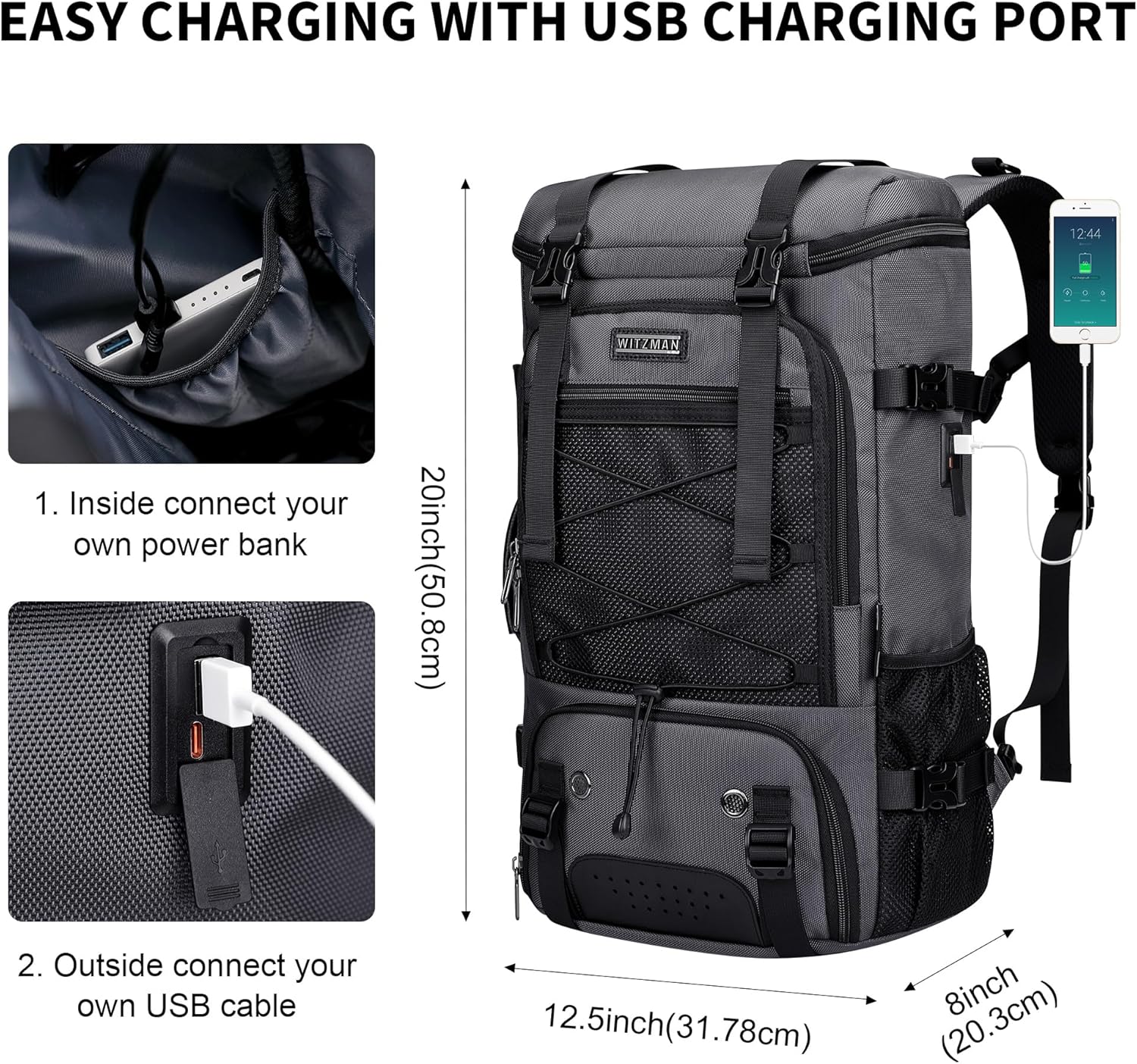 WITZMAN Travel Backpack for Men Large 3 in 1 Convertible Airline Approved Carry-on Luggage Backpack(B715 Silvery Grey)