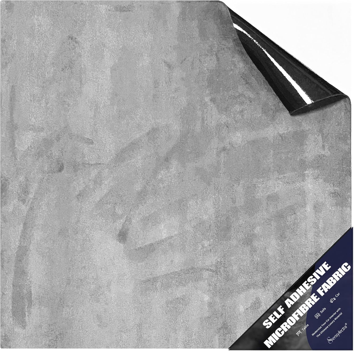 Tela autoadhesiva de microfibra, lámina elástica estirable, tela de terciopelo elástica, tela autoadhesiva para tablero, asiento de automóvil (Blanco gris, 300 * 50 cm)