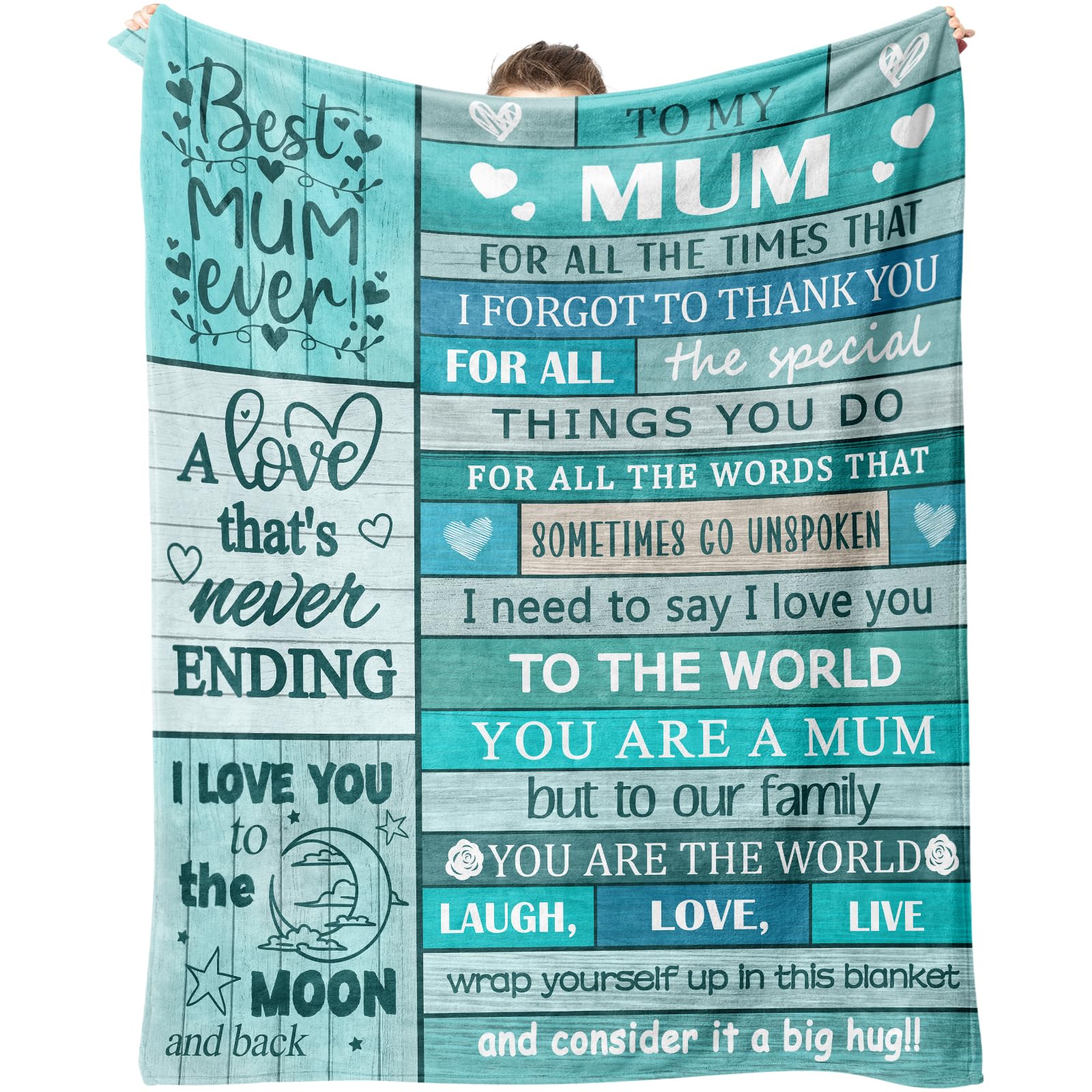 Dozon Gifts for Mum, Mum Birthday Gifts, Mum Gift Blanket, Presents for Mummy from Daughter Son on Christmas Anniversary Mothers Day 150x130cm — image 1