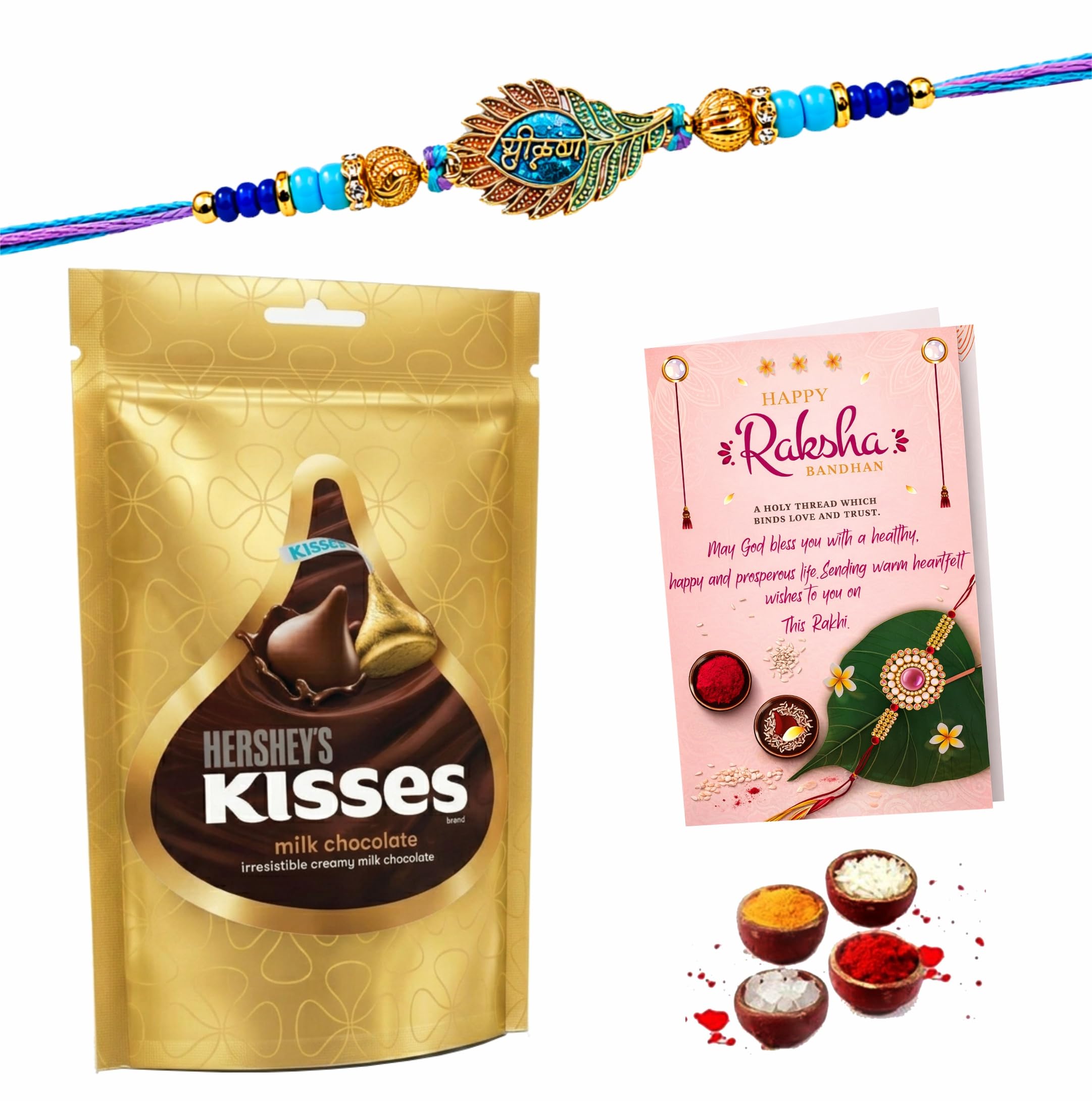 Shri Krishna Ji Rakhi Set of 1 for Brother with Chocolate Gift Box-Adorable Stunning Premium God Rakhi Combo Pack with Chocolate for Bhai/Bhaiya,Men,Boys,Elder, Younger/Small Brother with Roli,Chawal-image-34