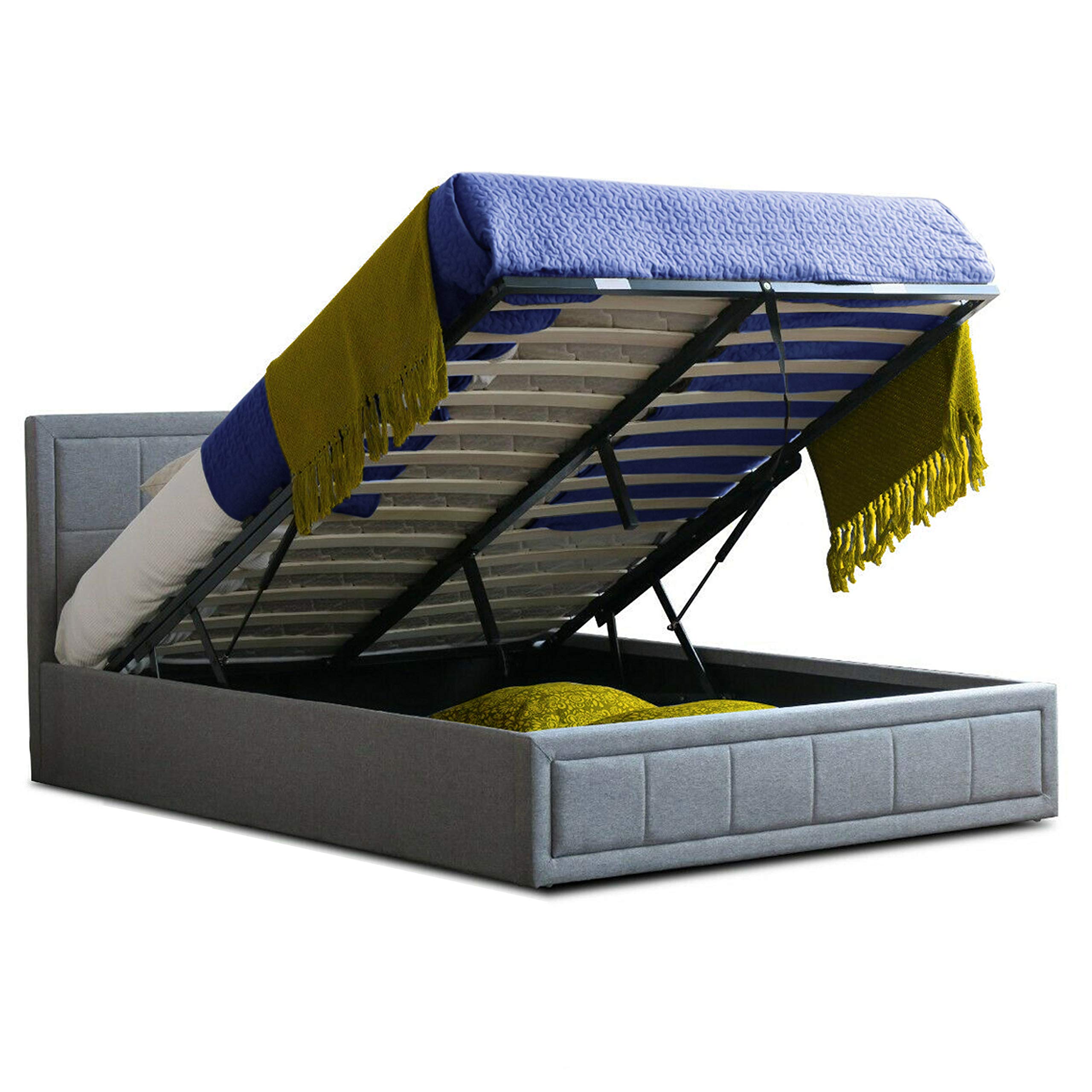 Buy Double Ottoman Bed Storage Underneath Gas Lift Base Grey