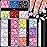 3D Flowers for Nails, Colorful Acrylic Flower Nail Charms with Caviar Beads, Rhinestones for Nails 3D Nail Charms for Acrylic Nails with Pickup & Dotting Tools for Manicure DIY Nail Art Decor