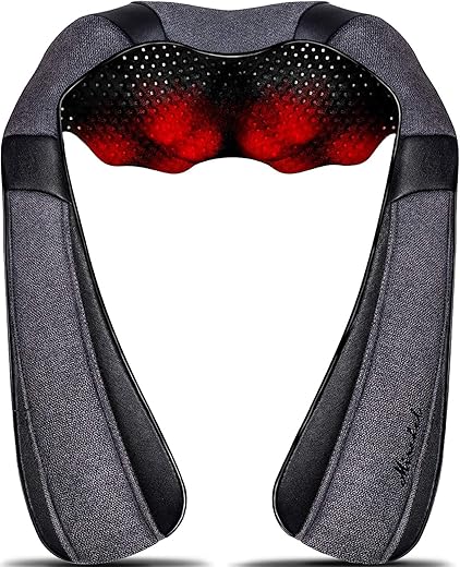 Mirakel Neck Massager for Pain Relief Deep Tissue, Shiatsu Shoulder & Back Massager with Heat - Ergonomic Design Massage, Electric Kneading Whole Body Massager Christmas Gifts for Women, Men, Dad, Mom