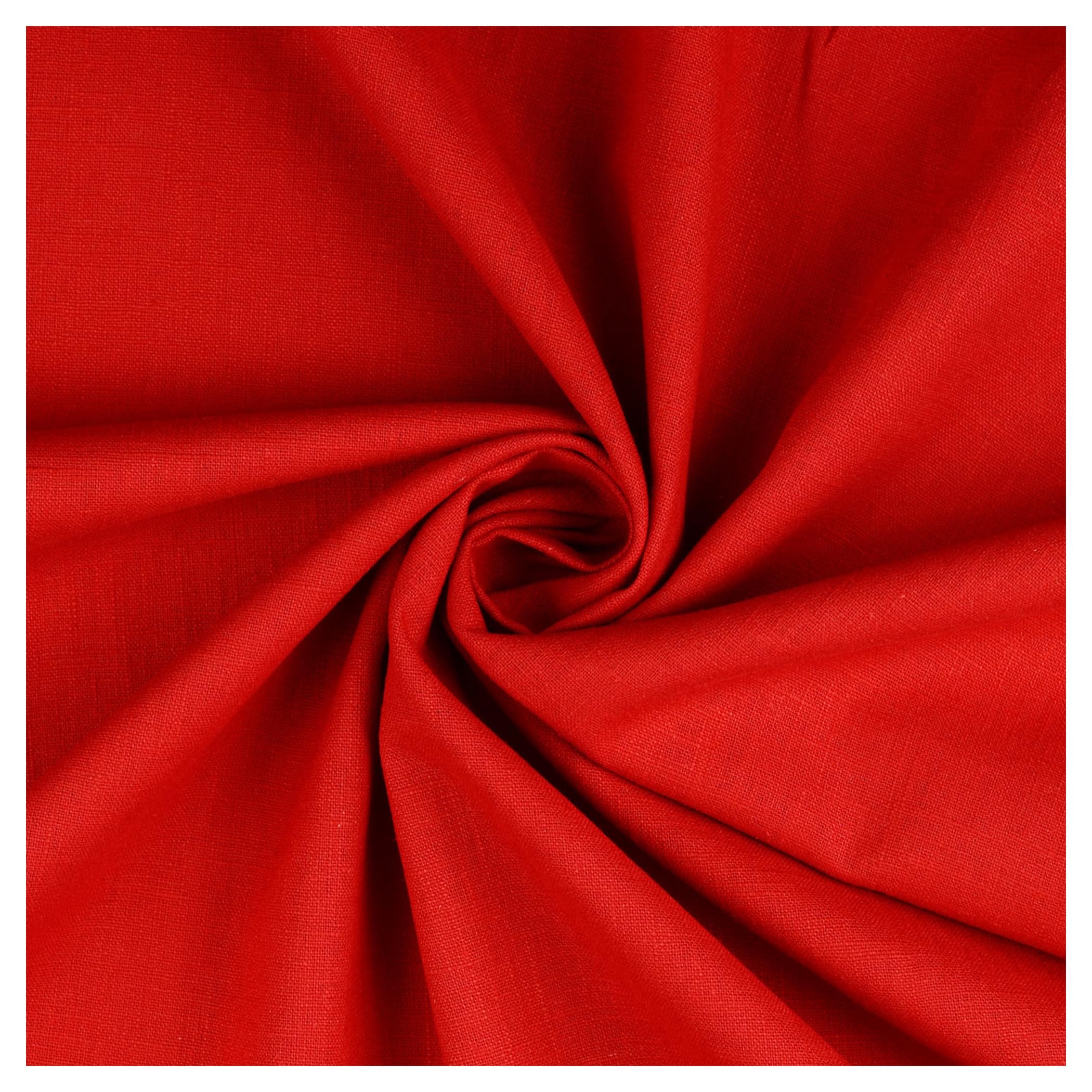 Premium Washed 100% Linen Fabric Soft Breathable Material Vintage Fashion Dressmaking Flax Bag Curtain Cushions Tablecloths | 300cm x 136cm (Crimson)