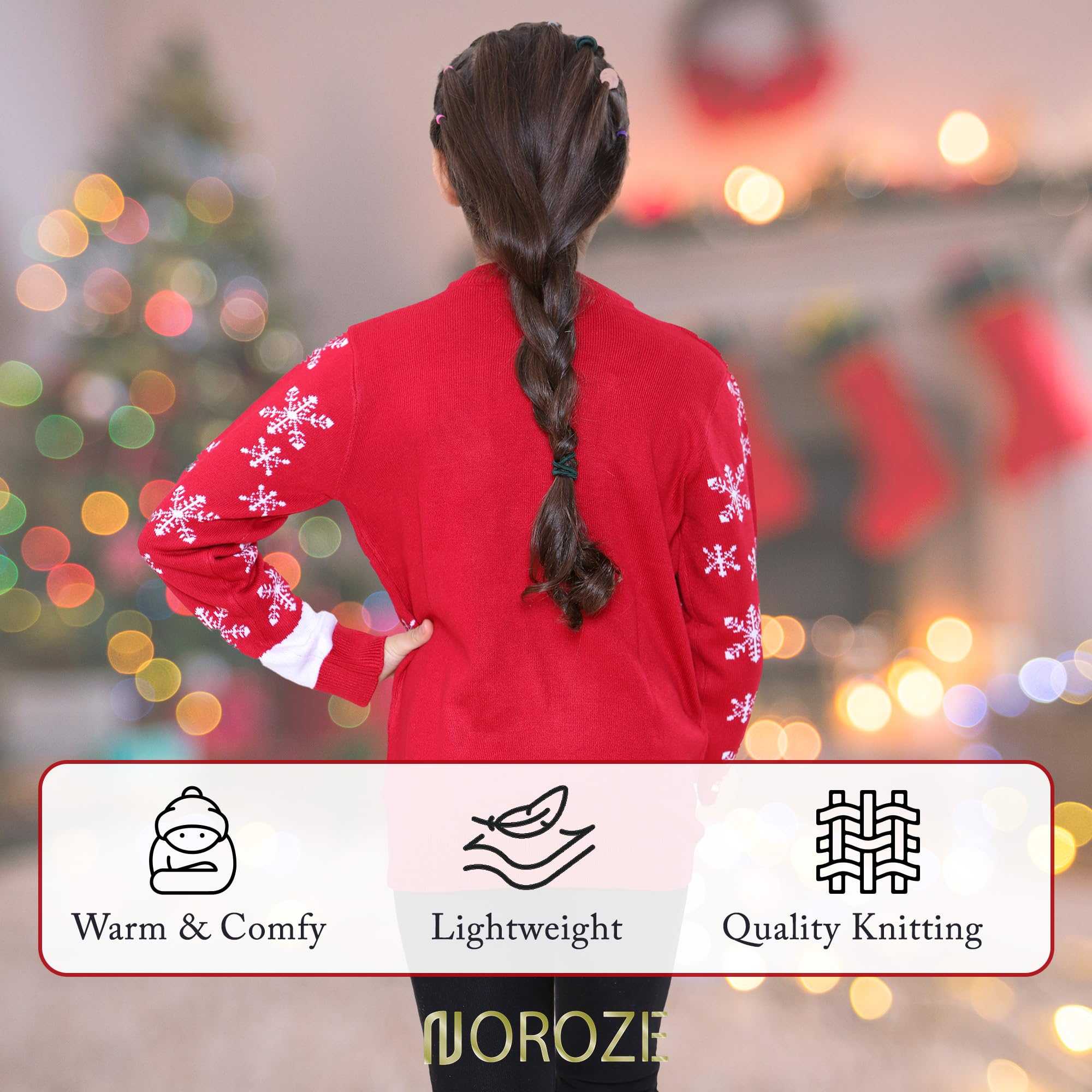 NOROZE Navidad 3D Jersey Niños Pájaro Reno Retro Pull-Over Suéter