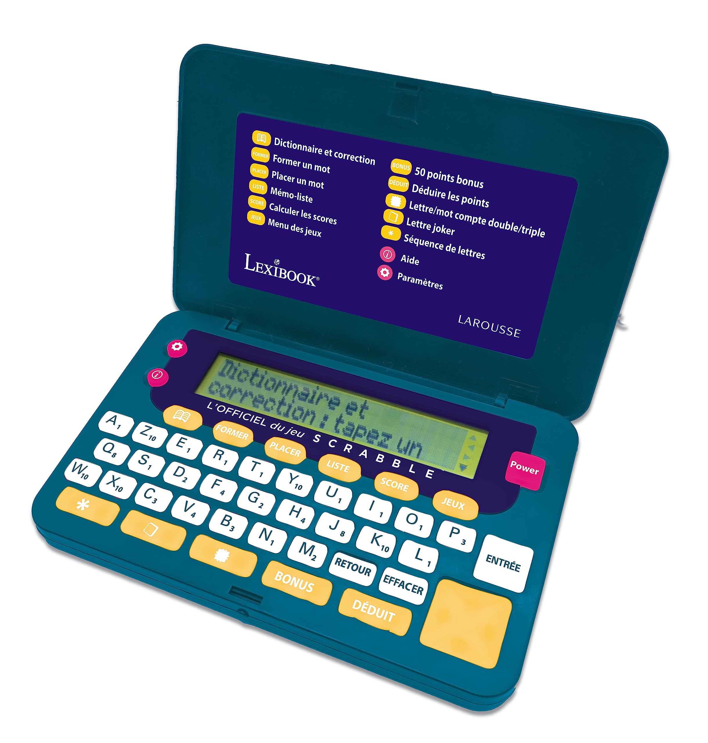 Lexibook Larousse FISF offizielles elektronisches Wörterbuch Scrabble ODS9, ergonomisches Format, große Tasten, Rechtschreibkorrektur, batteriebetrieben, grün/blau