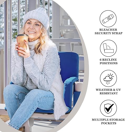 Miniatura 5 de Flash Furniture Asiento para estadio Malta con respaldo y asiento calefactados, 6 posiciones reclinables, silla portátil con correas de mochila,