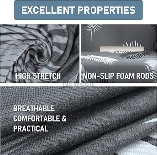Miniatura 4 de Neween Funda elástica para sofá para silla, funda de sofá suave y antideslizante, protector universal de muebles con 1 funda de almohada y varillas