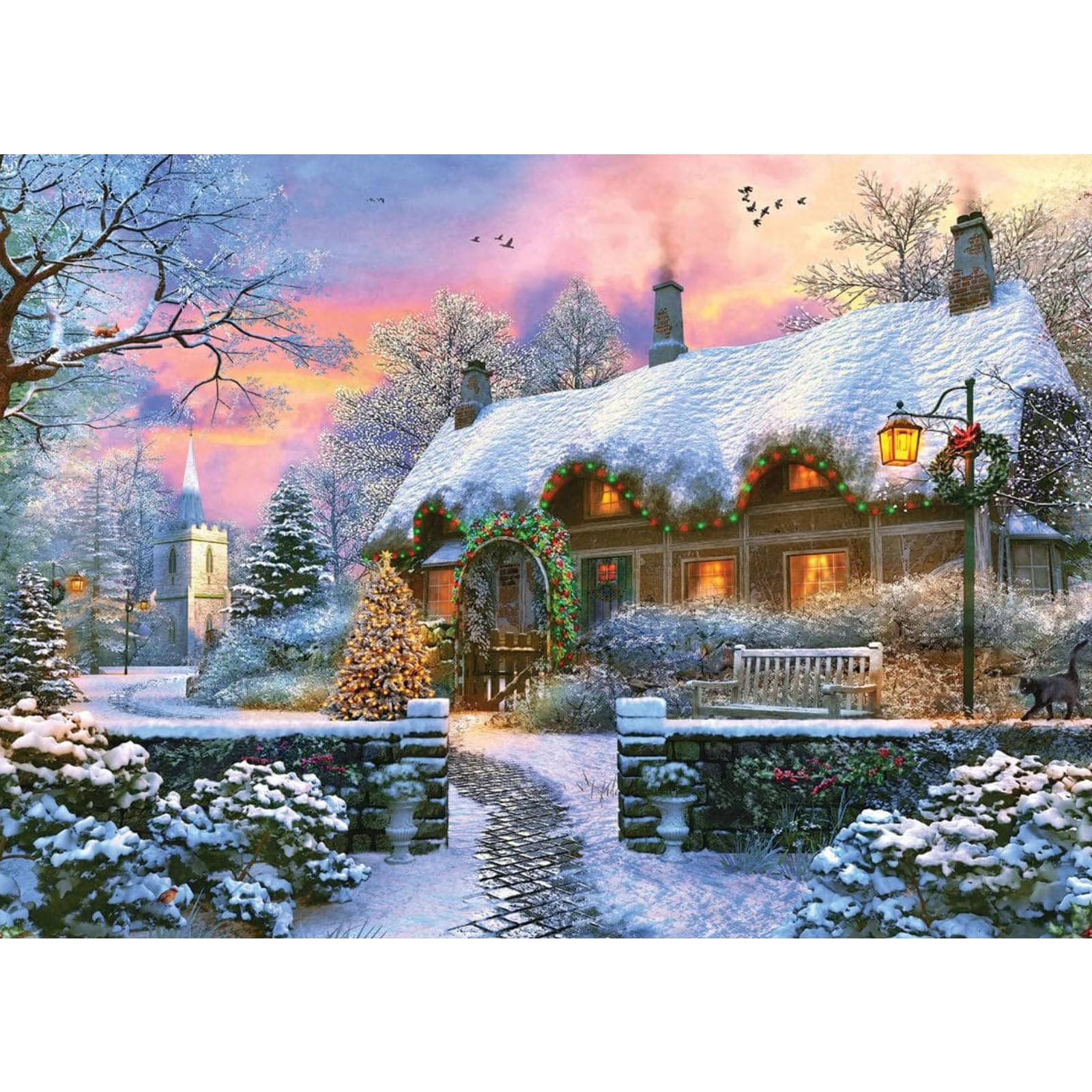 RICUVED Winter Diamond Painting,5D Dorf Diamant Painting Bilder Erwachsene Diamond Painting Kinder, Full Drill Diamond Art Diamant Malerei Bilder für Home Dekor 30x40cm