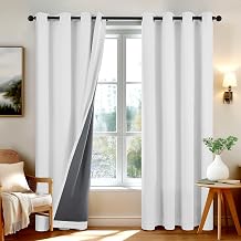 Deconovo Zasłony zaciemniające do wnętrz, 100% z oczkami, zestaw 2 izolowanych termicznie zasłon o wyglądzie lnu, 140 x 214 cm, perłowo-szara, do sypialni i salonu