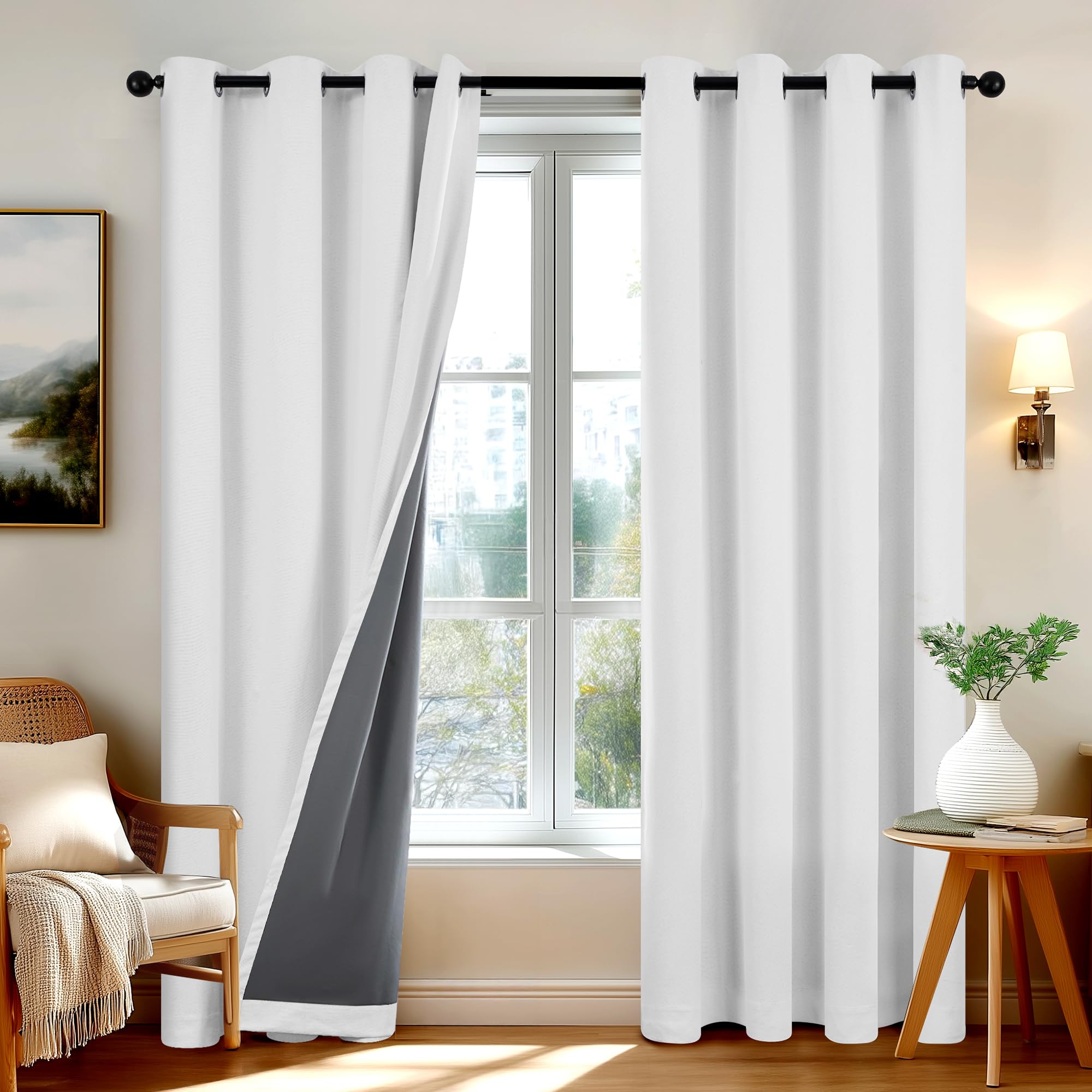 Deconovo Blickdichte Gardinen Ösen Vorhänge Blackout Curtain Verdunkelungsvorhang gegen Kälte Thermogardinen für Wohnzimmer Schlafzimmer 2er set