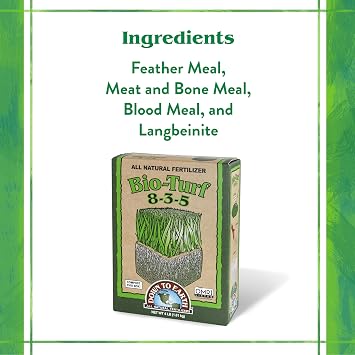 Down To Earth All Natural Fertilizers Organic Bio-Turf Lawn Food for Grass, Landscape and Ornamentals - Works with Lawn Spreaders 8-3-5, 4 lb