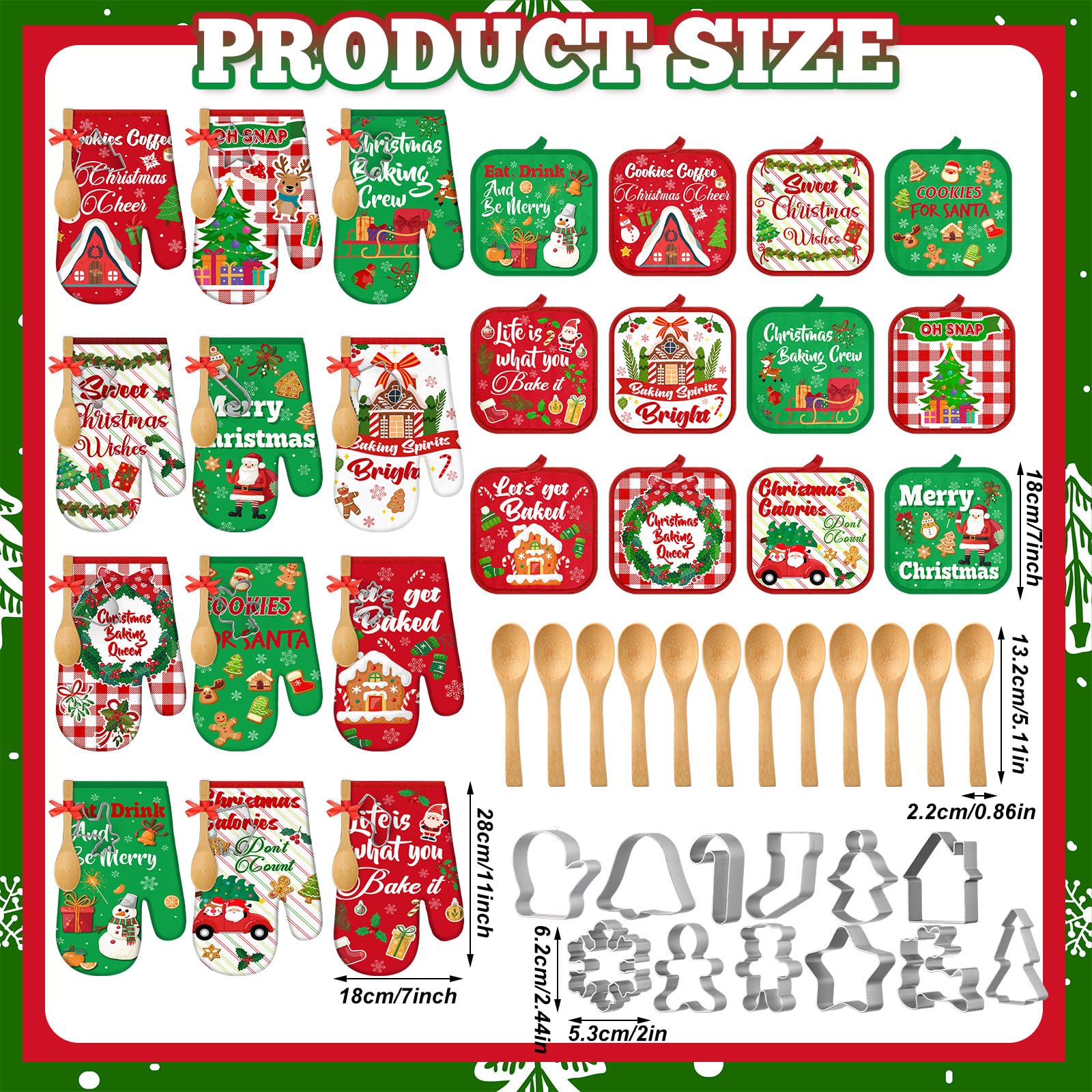 Qinyoung 48 manoplas de cocina de Navidad, soportes para ollas, dibujos