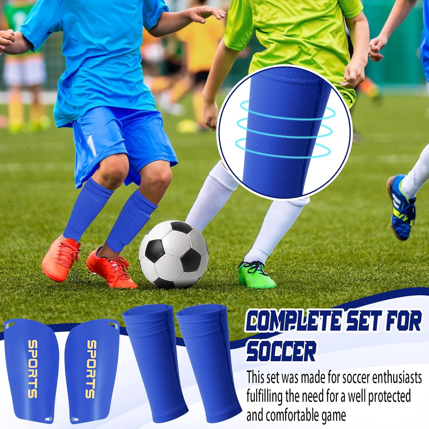 Syhood Soccer Shin Guards for Kids Youth Teens Adults Shin Pads and Sock Sleeves for 3-15 Years Old Children Boys Girls Protection Gear EVA Cushion Protection for Soccer Football Game - Image 6