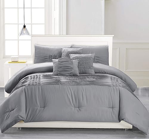 Miniatura 2 de Kensie Geonna Pintucked - Juego de funda nórdica para cama individual, color blanco