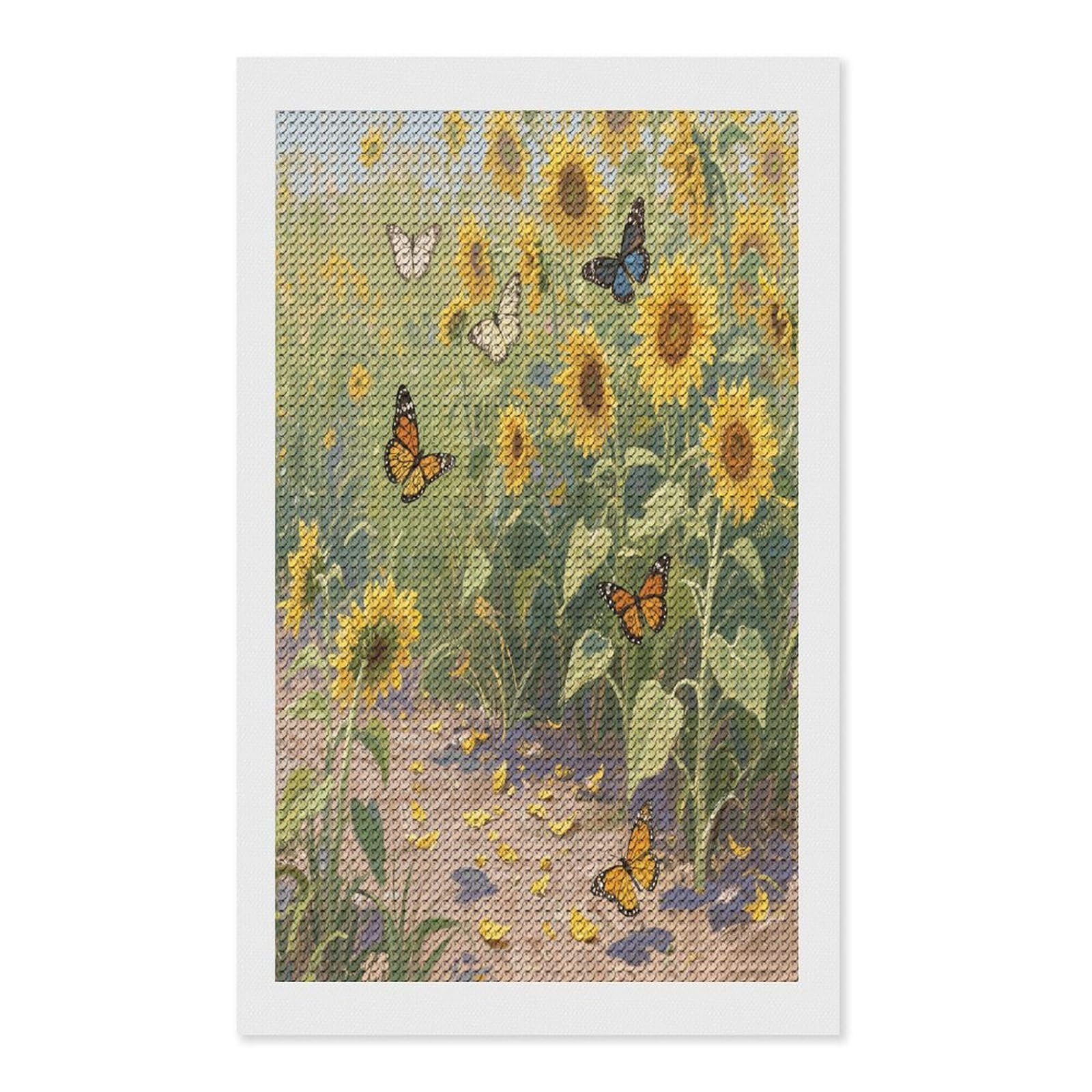 FekiLoot Sunflowers Print Paint by Numbers Kit for Adults Beginner DIY Diamond Dots Paintings Round Full Drill Diamond Art Kits Picture Diamond Art Painting Kits for Home Decor 12"x20"