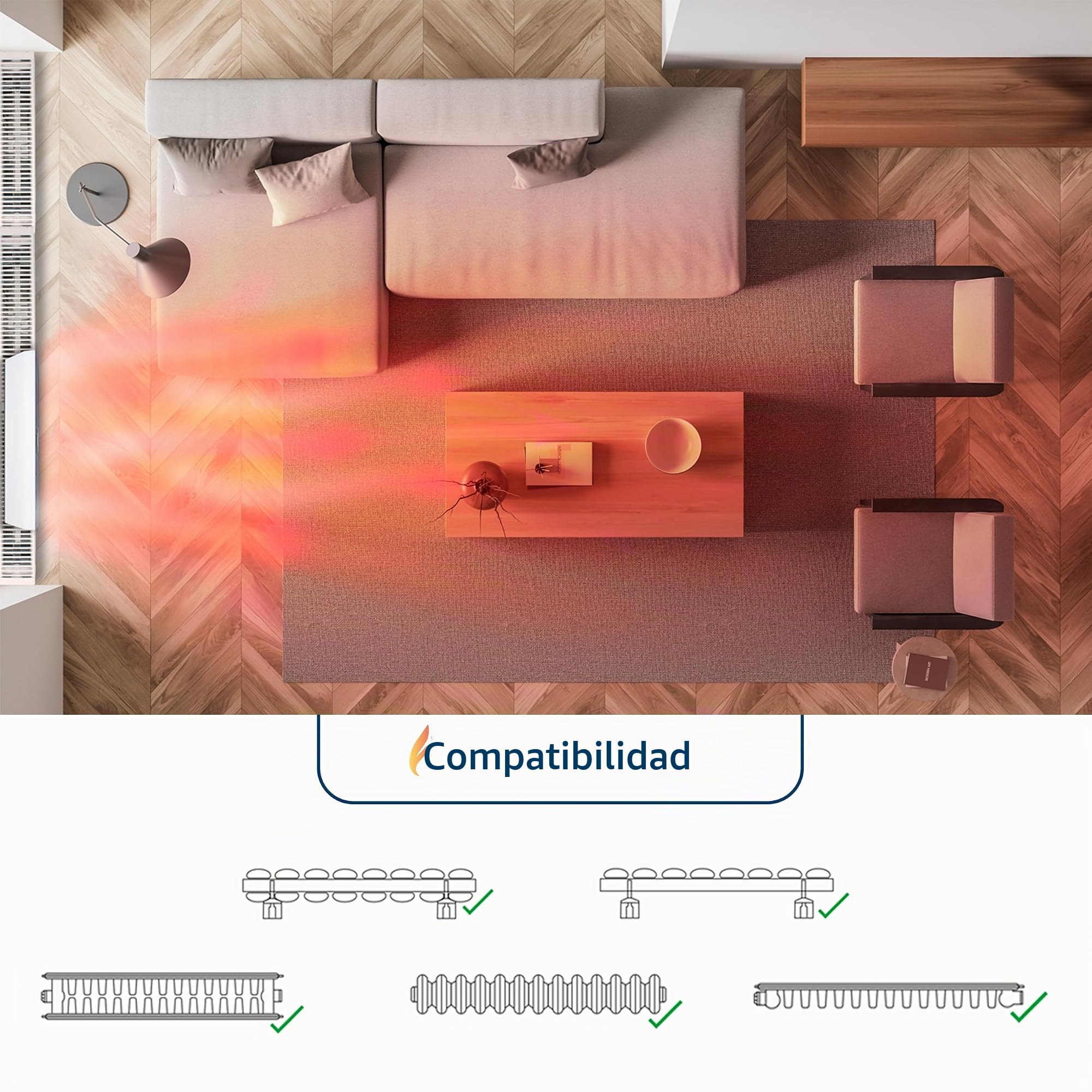 LTC - HOT-BOOSTER - Difusor térmico a pilas para radiadores - Eficaz y económico - La solución que redirige horizontalmente el aire caliente de los radiadores - Blanco