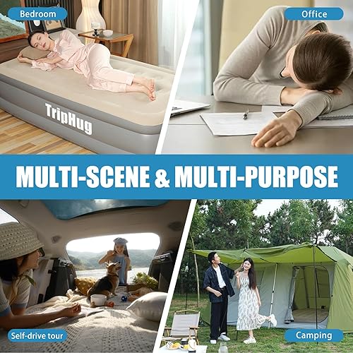 Miniatura 5 de Colchón de aire individual con bomba incorporada, inflado rápido de 2 minutos, altura elevada de 16 pulgadas, soporta hasta 650 libras, para
