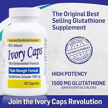(4 Pack) Ivory Caps **BEST VALUE**- Maximum Potency Glutathione 1500 Skin Whitening Complex **SALE REG. $169.99 - NOW $99.99-