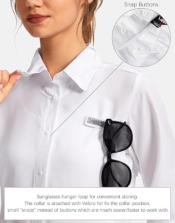 Womens Sun Protection Fishing Shirt with Zipper Pockets Lightweight SPF Long Sleeve Shirts for Hiking Safari