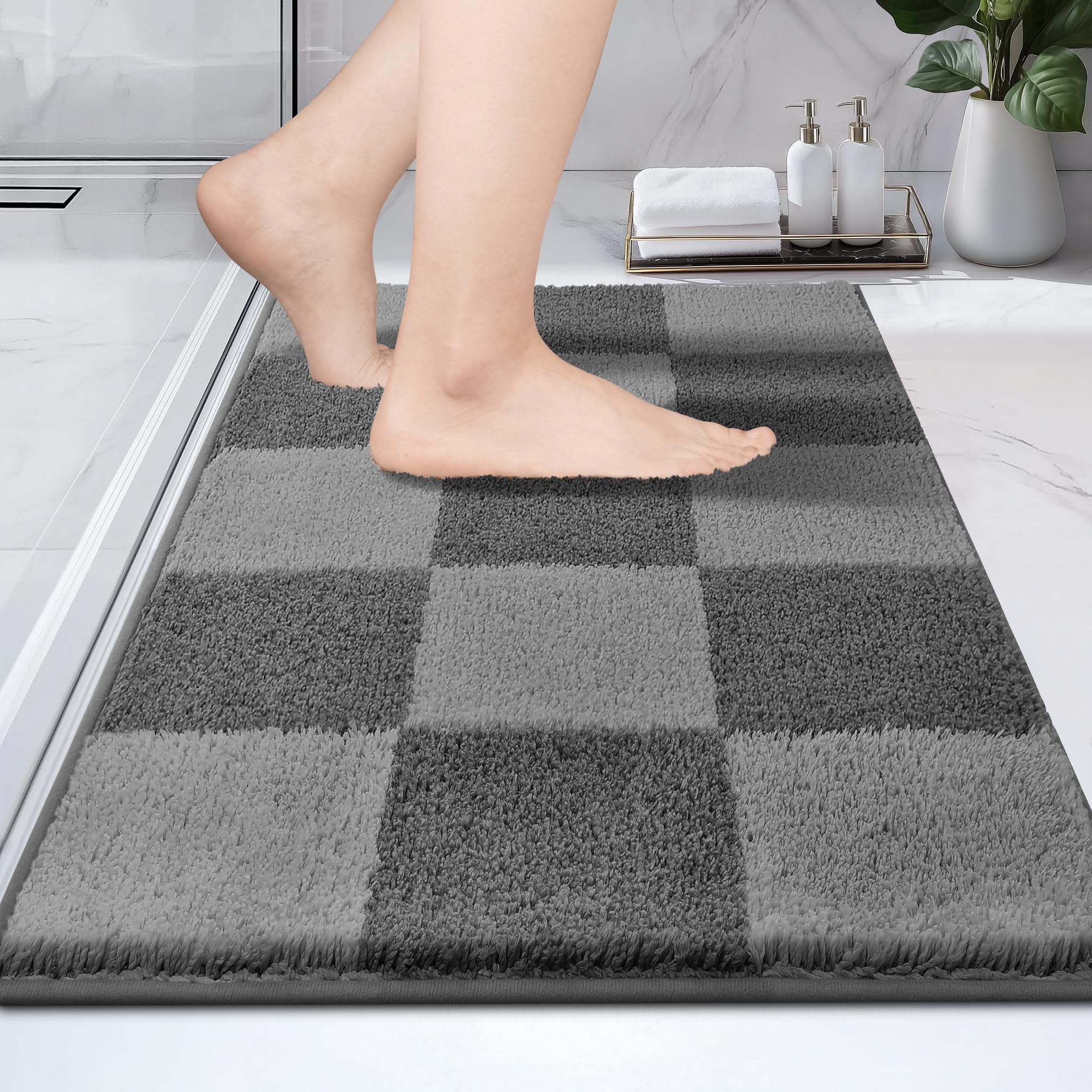 PURRUGS Bathroom Rug Non-Slip Machine Washable 20" x 30", Super Absorbent and Quick-Dry Bath Mat, Extra Soft and Plush Bath Rug for Shower, Bathtub