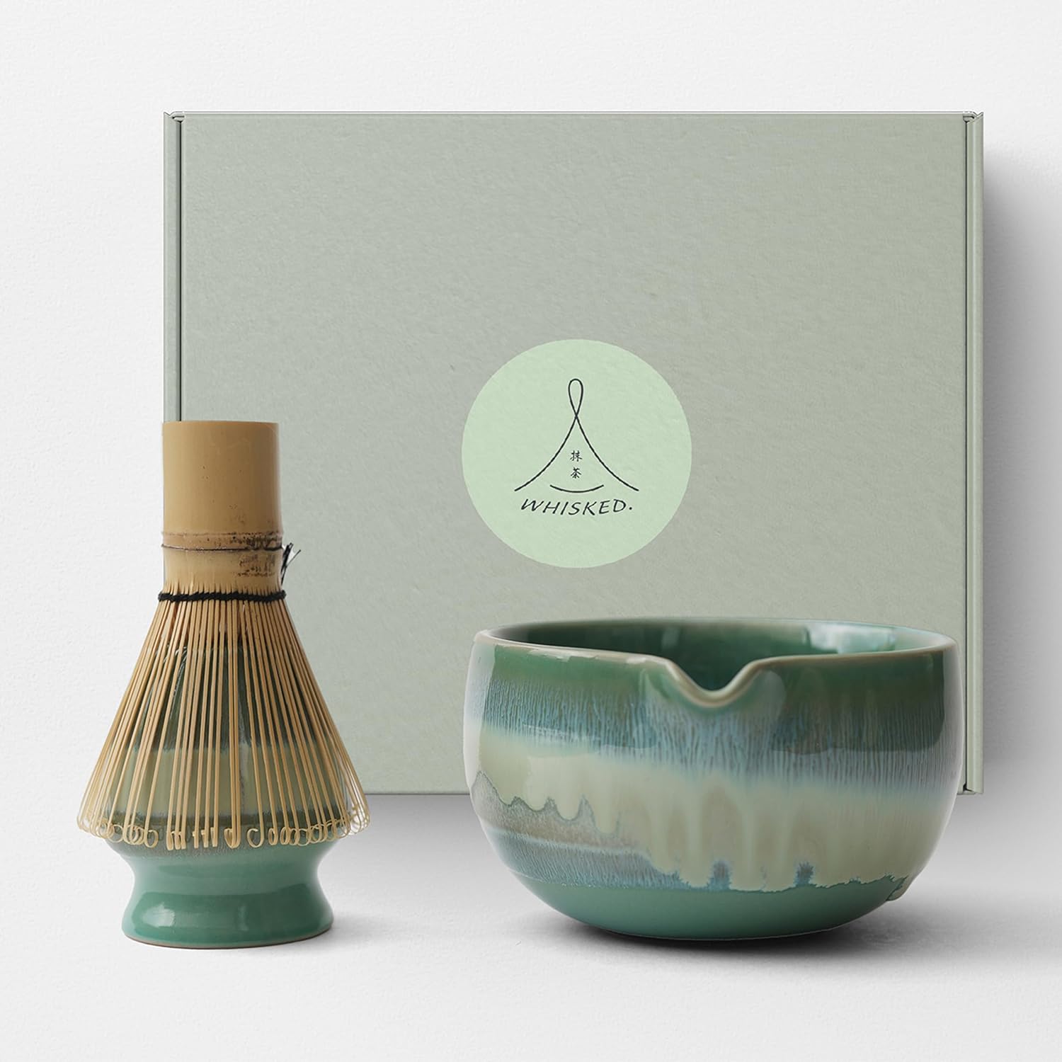 [WHISKED] Matcha Whisk Set with Handmade Jade Chawan, Bamboo Whisk, Holder, Scoop & Sifter – Traditional Japanese Matcha Kit for Matcha Lovers & Mindful Rituals