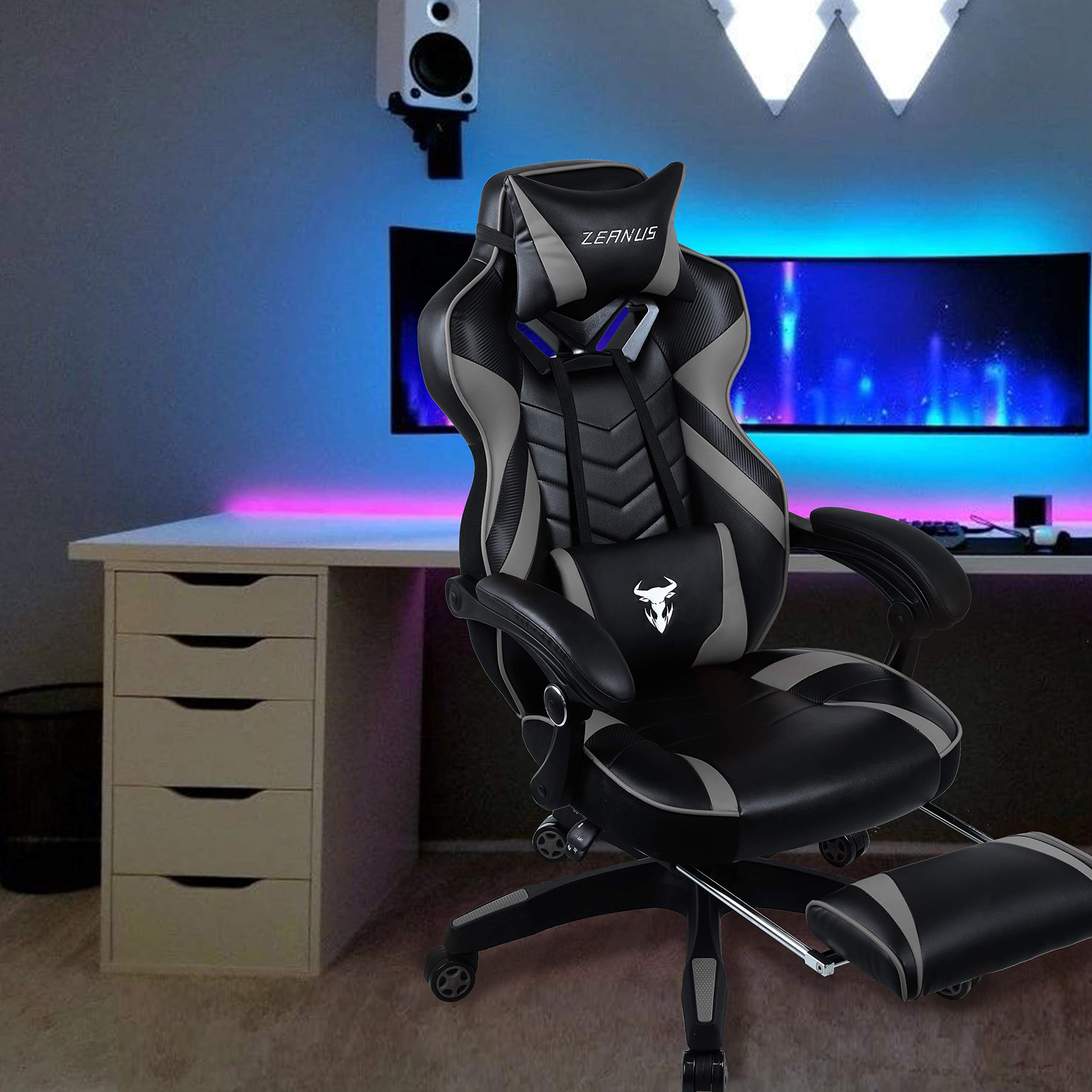 Gaming Chair for Adults, Computer Gaming Chair with Footrest, High Back