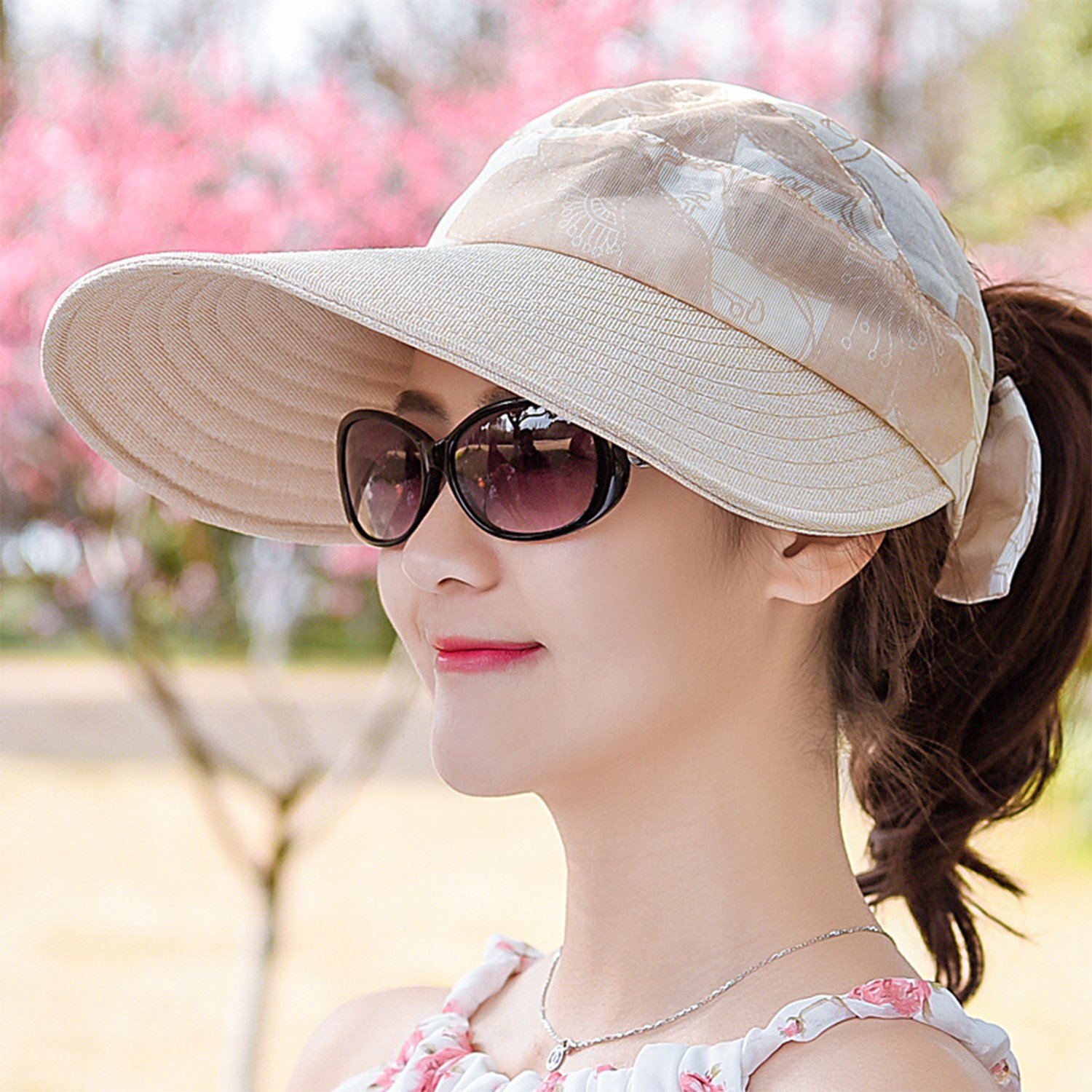 Casquette à Visière Large Eigso Pour Femme - Chapeau Soleil Plage Voyage En Bambou, Réglable