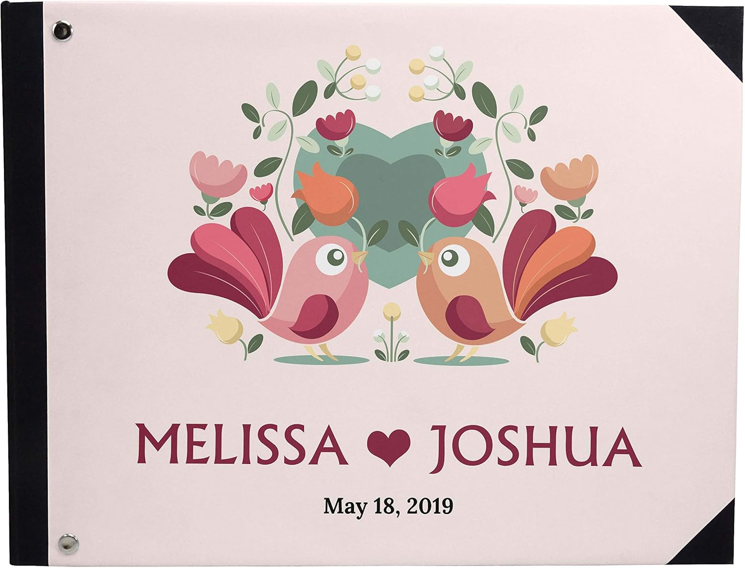 Darling Souvenir Blue Leaves Block Print Wedding Guest Book Hardbound Guest Sign-in Book Guest Registry Guestbook-9 x 12 Inches