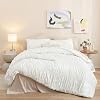 weigelia Cinched Comforter Set King - 3PCS Soft Cozy Cream White King Bedding Set with Decorative Ruched Design, Fluffy Lightweight All Season Cute Comforter for Elegant Home & Bedroom Decor
