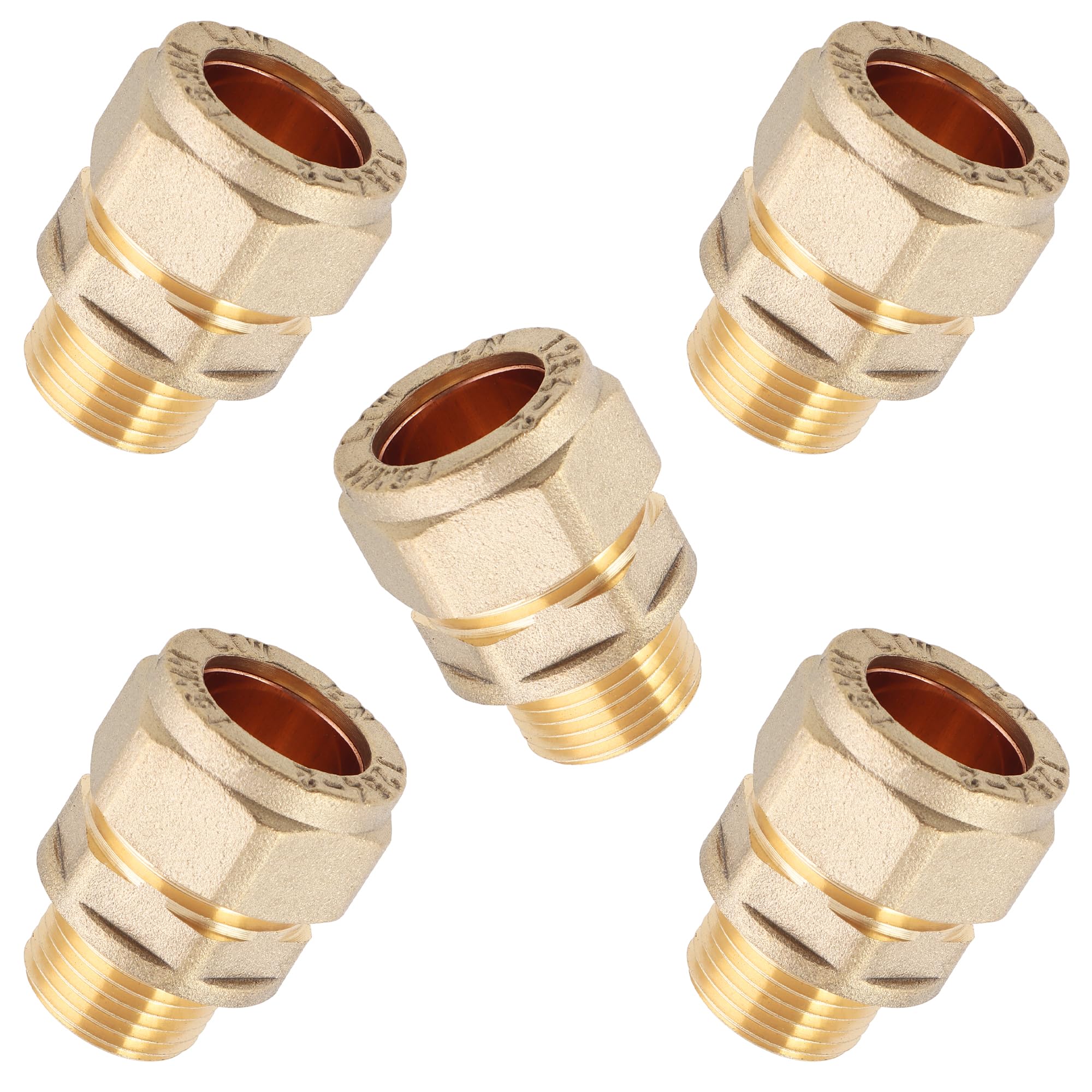 LTWFITTING Brass 15mm OD x 3/8-Inch Male BSPT Compression Connector Fitting(Pack of 5)