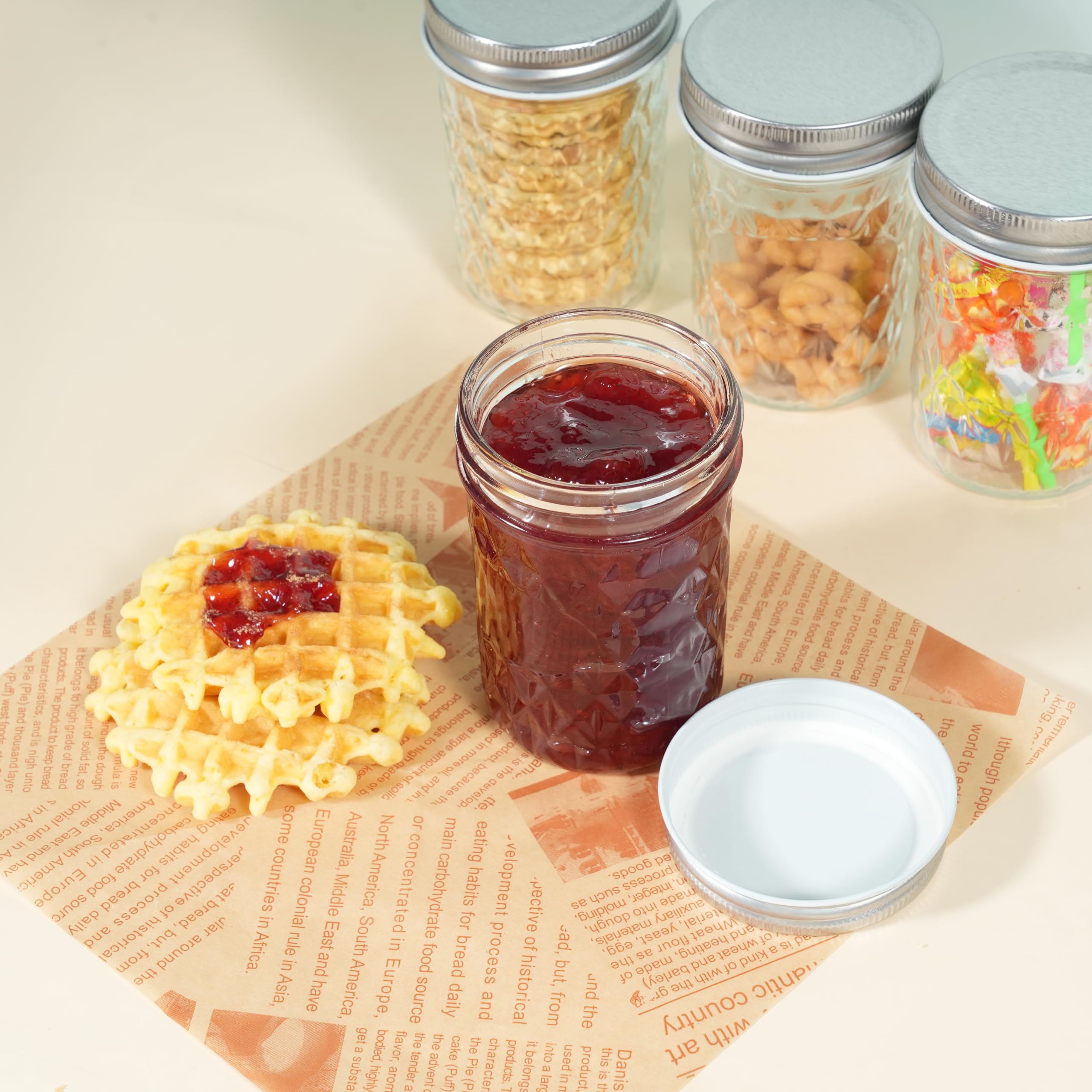Hniuyun Mason Jars 8 oz, 6 Pack 240ml Canning Jars Jelly Jars With Regular Lids - Image 4
