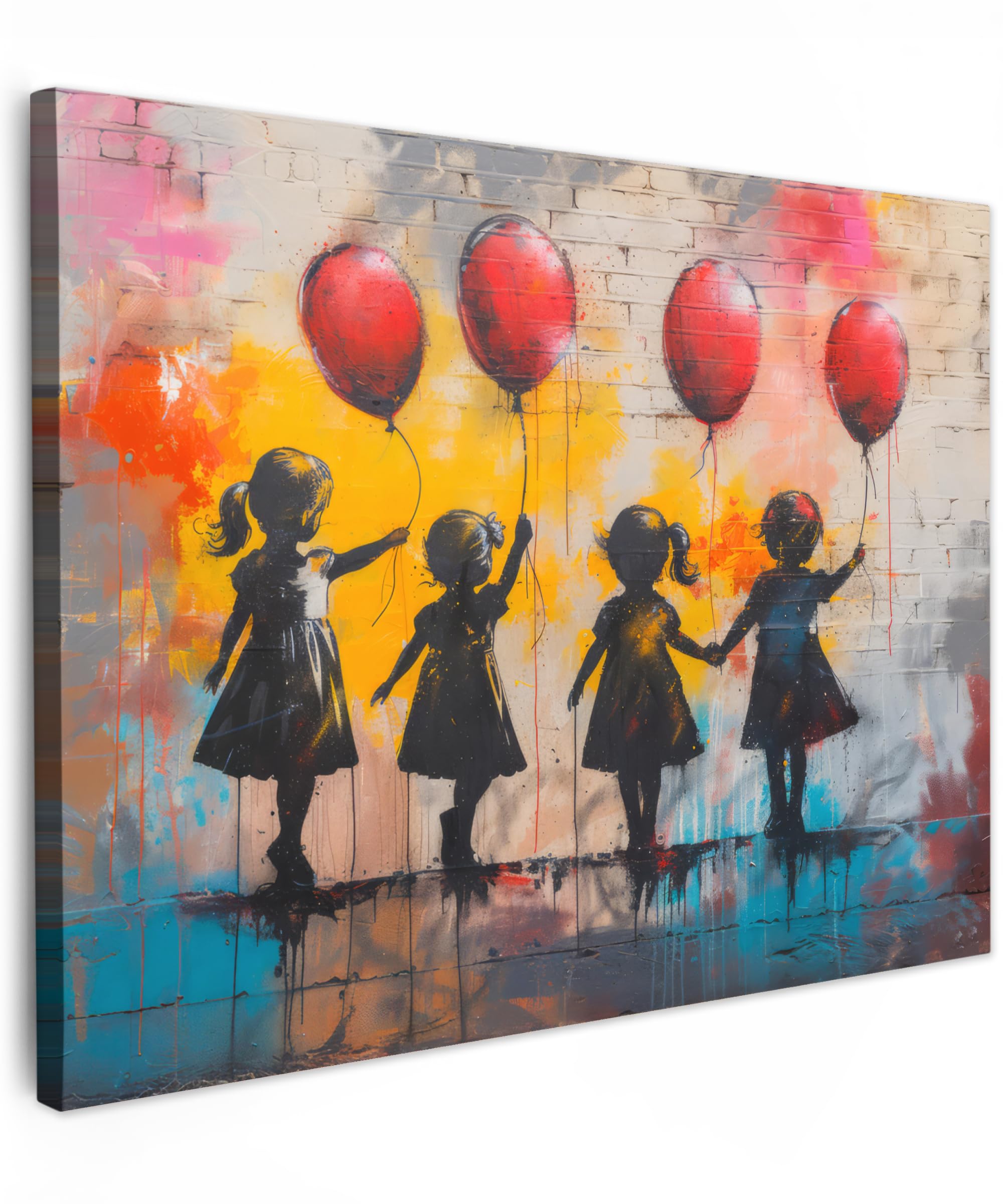 MuchoWow© Canvas Wall Art 16"x12" / 40x30 cm Home Decor Paintings for Living Room Decorations Gifts Hallway Graffiti - Kids - Street art - Balloon - Banksy