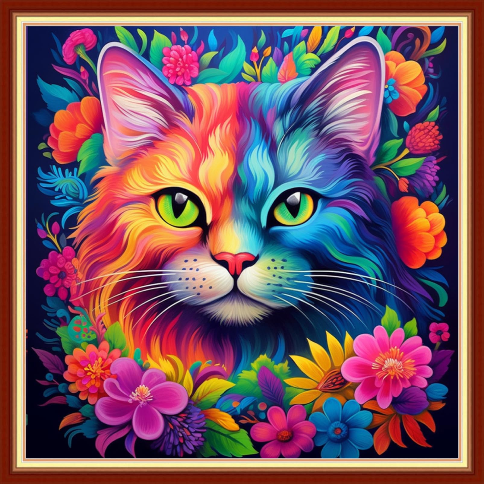 Funxvoot Stamped Cross Stitch Kits Beginners Full Range of Embroidery Kits for Adults 11CT Embroidery Patterns Needlepoint Kits Printed Cross Stitch Kits - (Colorful Cat 18x18 inchs)
