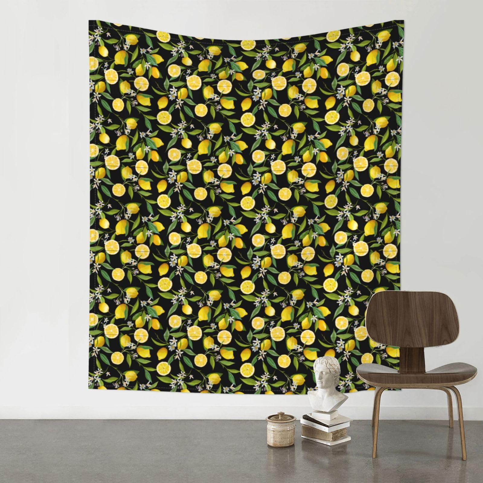 YYHWHJDE Yellow Lemon Prints Wall Tapestry 60x51in - High-Grade Polyester Throw for Dorm Room Decor, Beach Blankets & Home Accent