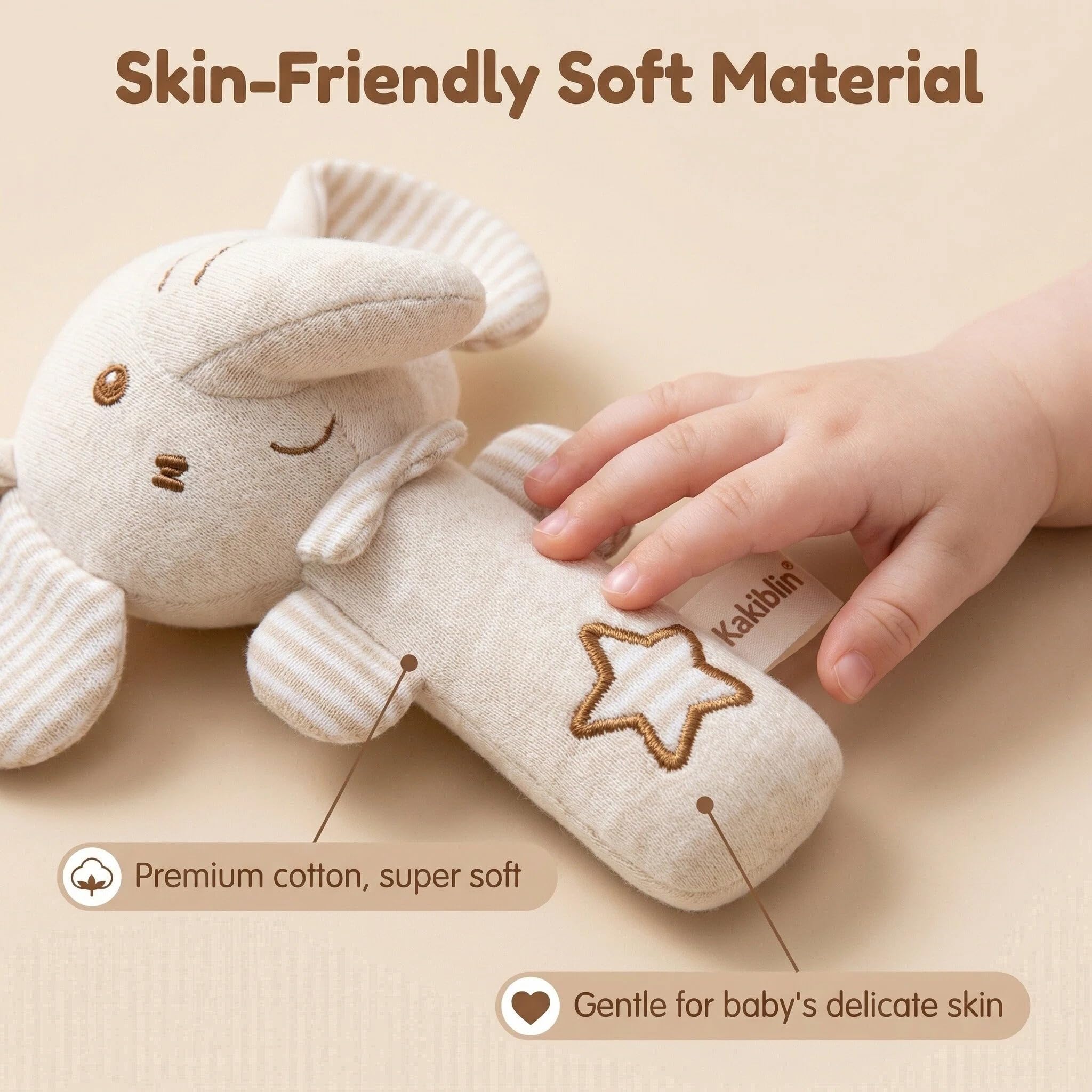 2 Pcs Soft Rattle Toys for Babies 0-6 Months,Baby Soft Rattle Sensory Toys,Plush Animal Hand Rattles Toys,Babies Sensory,Early Developmental Newborn Baby Birthday Gifts,Girls Boys Babies (Elephant) - Image 4
